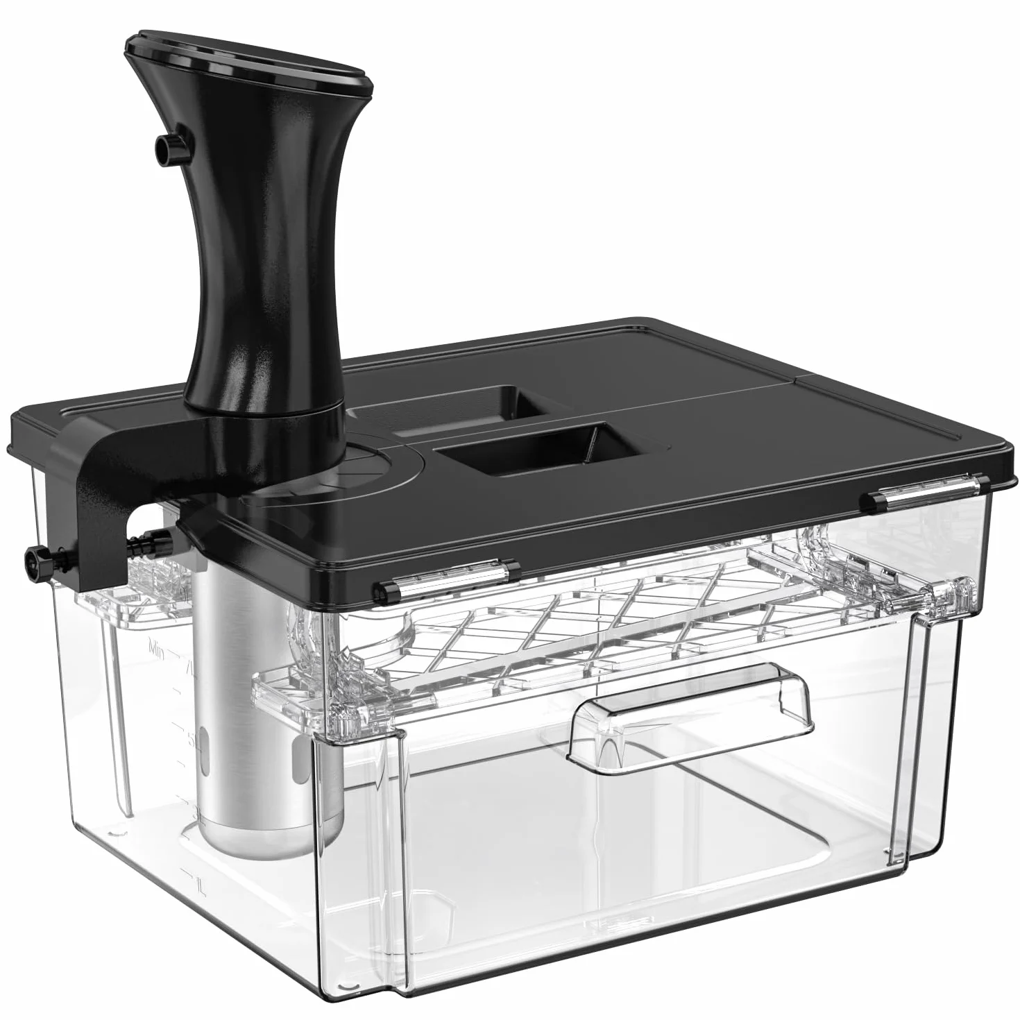 Récipient Sous Vide avec Couvercle Récipient Sous Vide avec Support 11L pour Cuiseur Sous Vide Plusieurs Marques Adaptées Multifonctionnel Double Porte Clair sans BPA