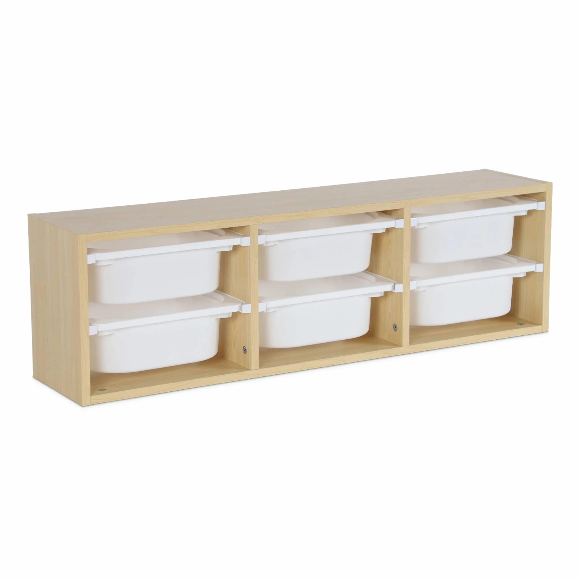 sweeek - Meuble de Rangement pour Enfant. Naturel. 6 bacs en Plastique