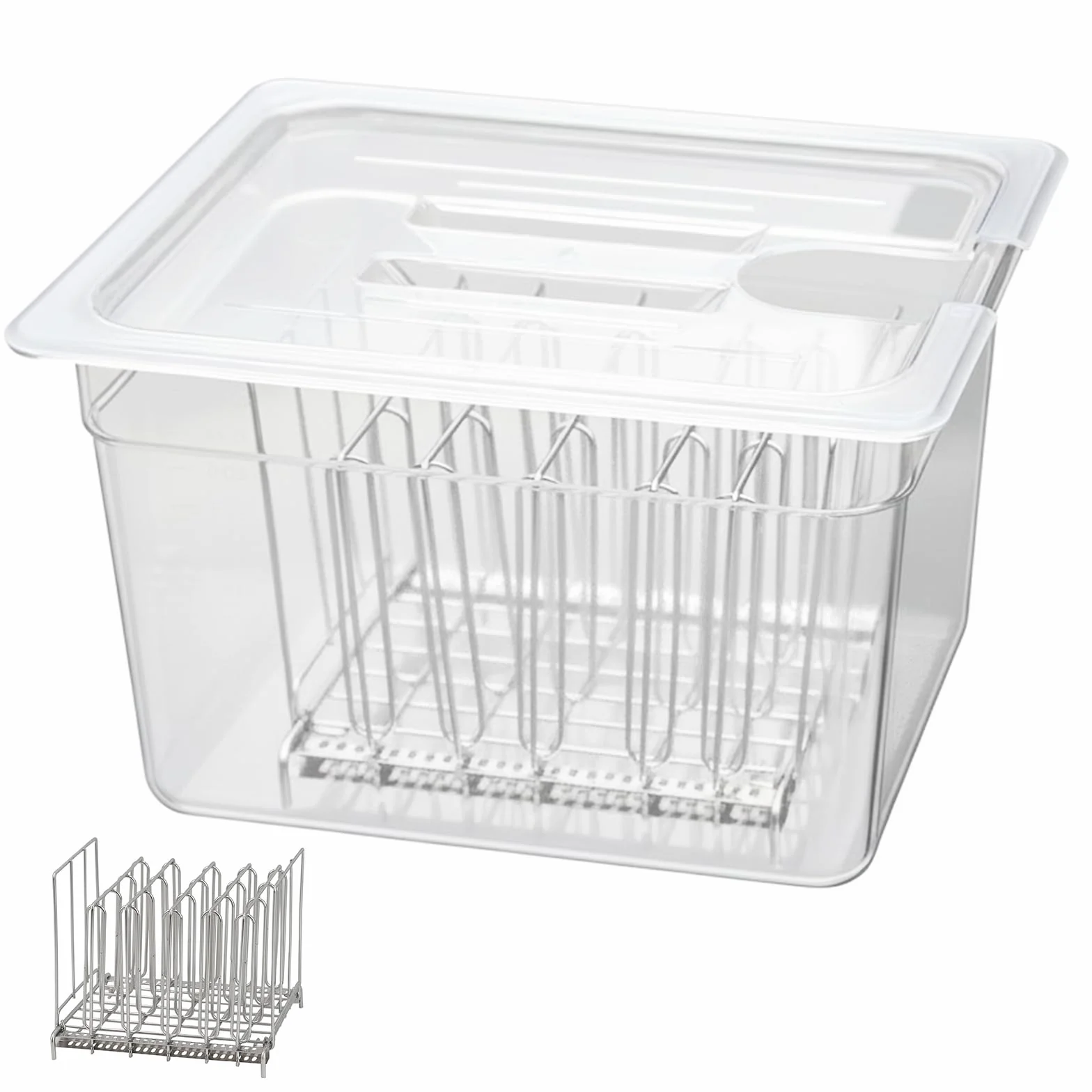 Conteneur Cuisson 11L sous Vide Basse Température avec Pour Cuiseur Sous Vide Récipient de cuisson sous vide avec couvercle et grille, Récipient Transparent Multifonction (sans BPA)