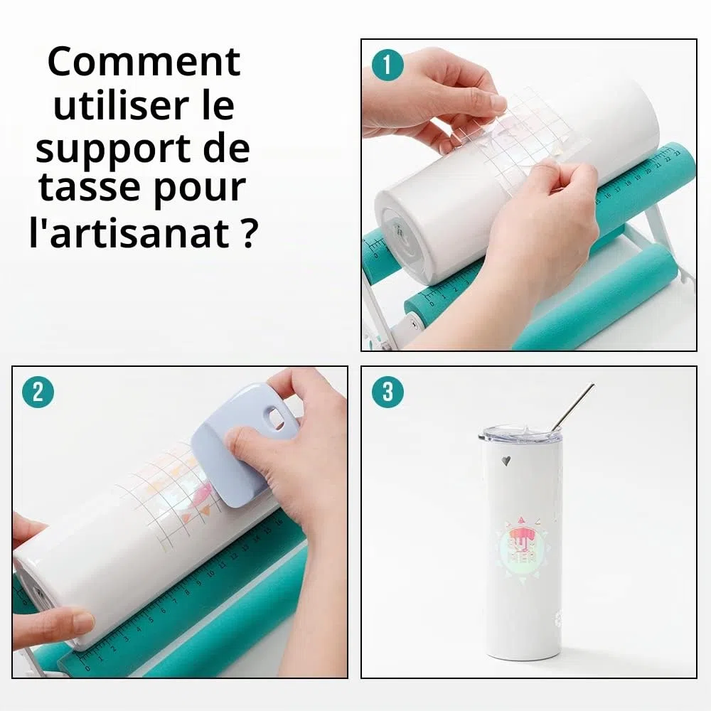 PYD Life Support de gobelet pour travaux manuels, application de vinyle, vert menthe avec mousse, dimensions 3 largeurs réglables pour gobelets, tasses, bouteilles, artisanat époxy