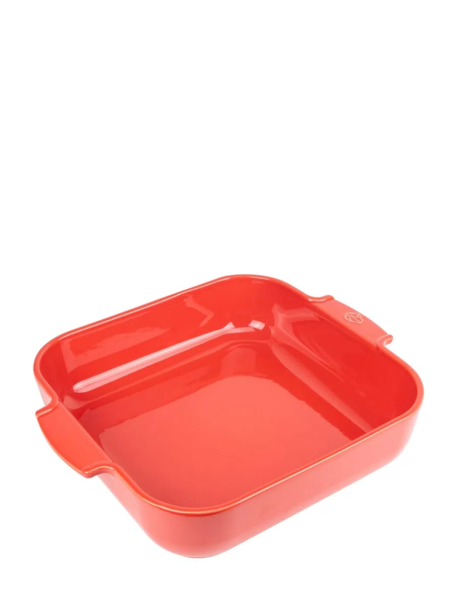 PEUGEOT - Plat Four En Céramique Carré - 36 cm (anses comprises) x 31 cm x 8,2 cm - Contenance : 5,4 L - Garanti 10 Ans - Fabrication Française - Coloris Rouge
