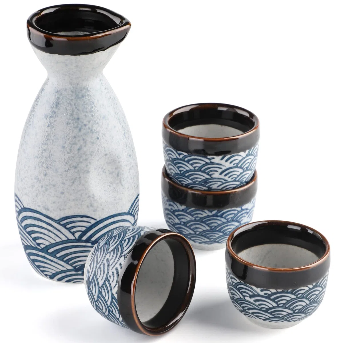 Ensemble de saké liquide japonais avec tasse à saké pot à vin en porcelaine pour chauffe-eau (1 pot à saké 4 tasses à saké)