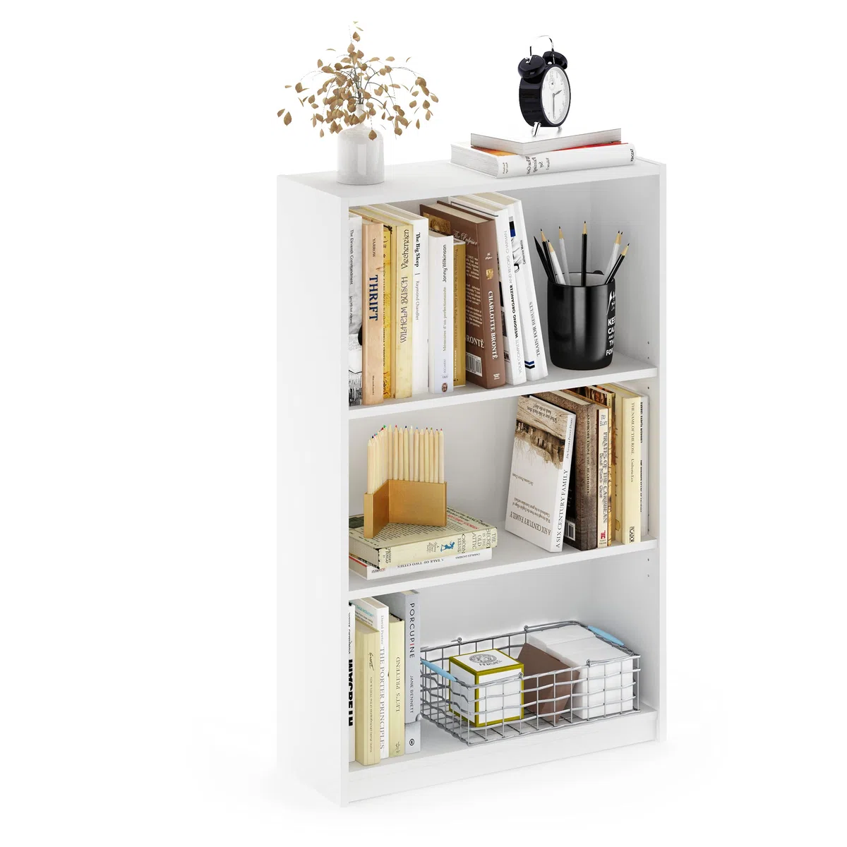 Furinno Bibliothèques, Bois, Blanc, Taille Unique, dense, One Size, 3 niveaux