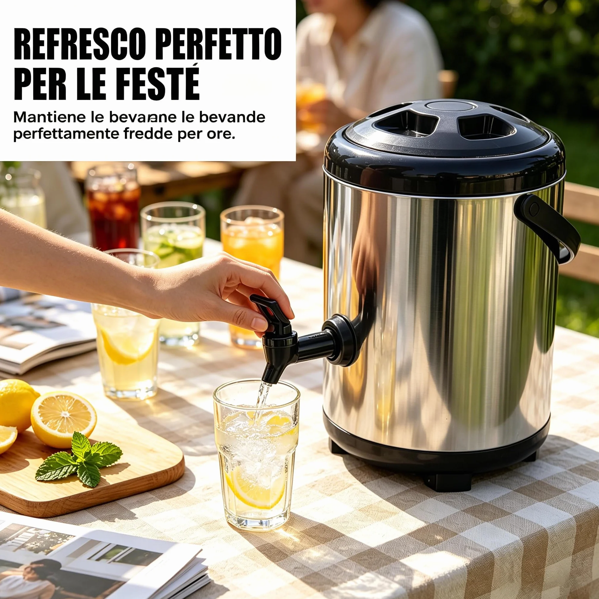 Distributeur de Boissons, 8L Distributeur d'eau Chaude et Froide Seau à boisson isotherme en Acier Inoxydable Bouilloire Thermostat Distributeur d'eau Chaude et Froide avec robinet