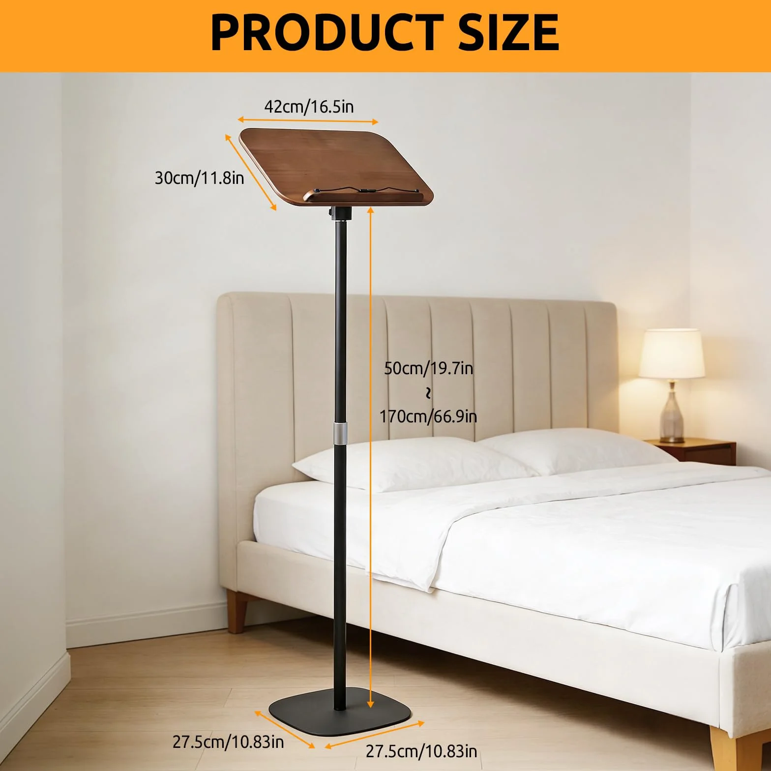 Support de sol pour livres, livres de cuisine, pupitres en bois avec plateau pour souris | Support de lecture au sol réglable en hauteur (50-170 cm) pour salle de classe