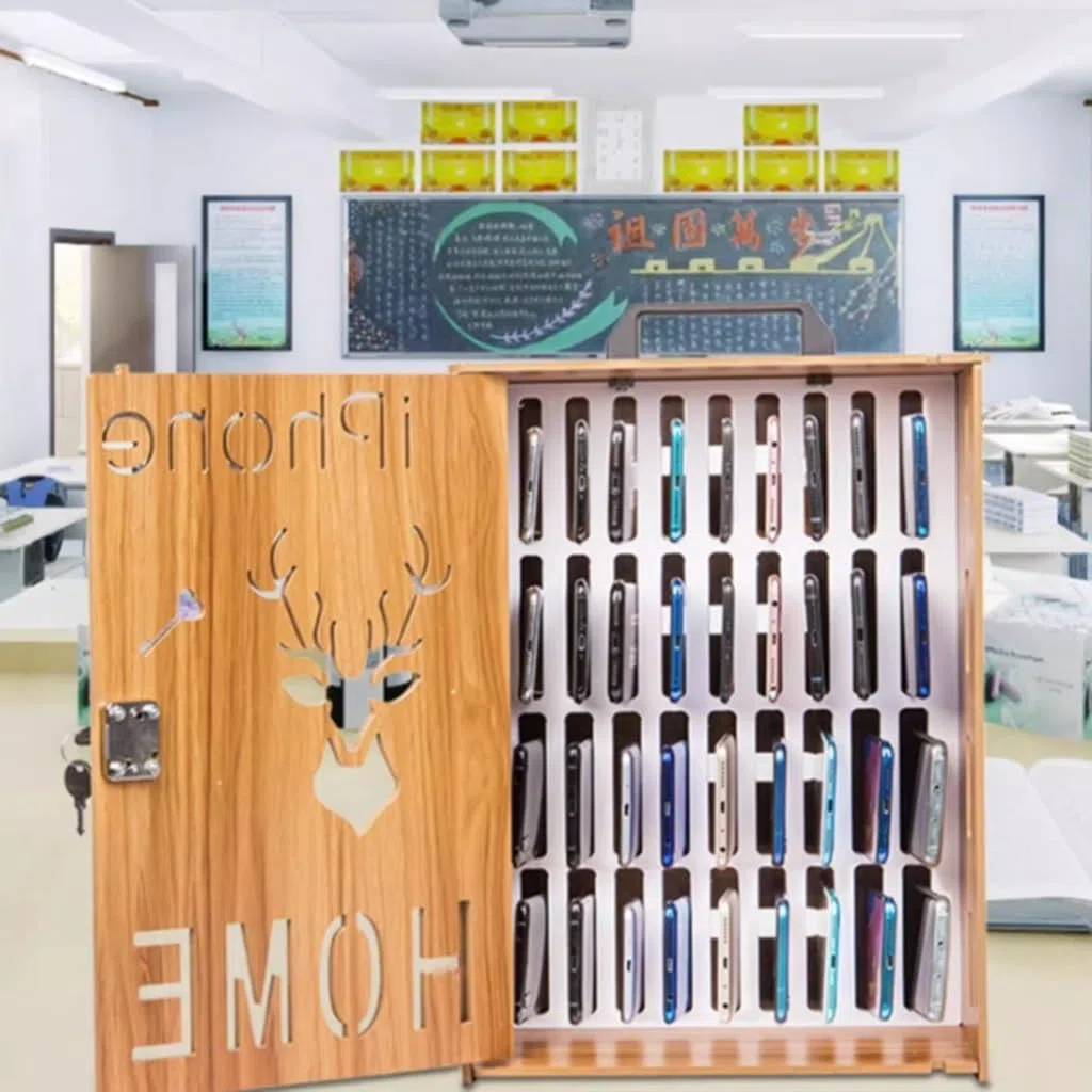 Armoire De Rangement en Bois pour Téléphone Portable 16/36 Fentes pour Conférence d'entreprise Boîte De Téléphone Portable Verrouillée pour Réunion Scolaire (Color : Wood, S : 36)
