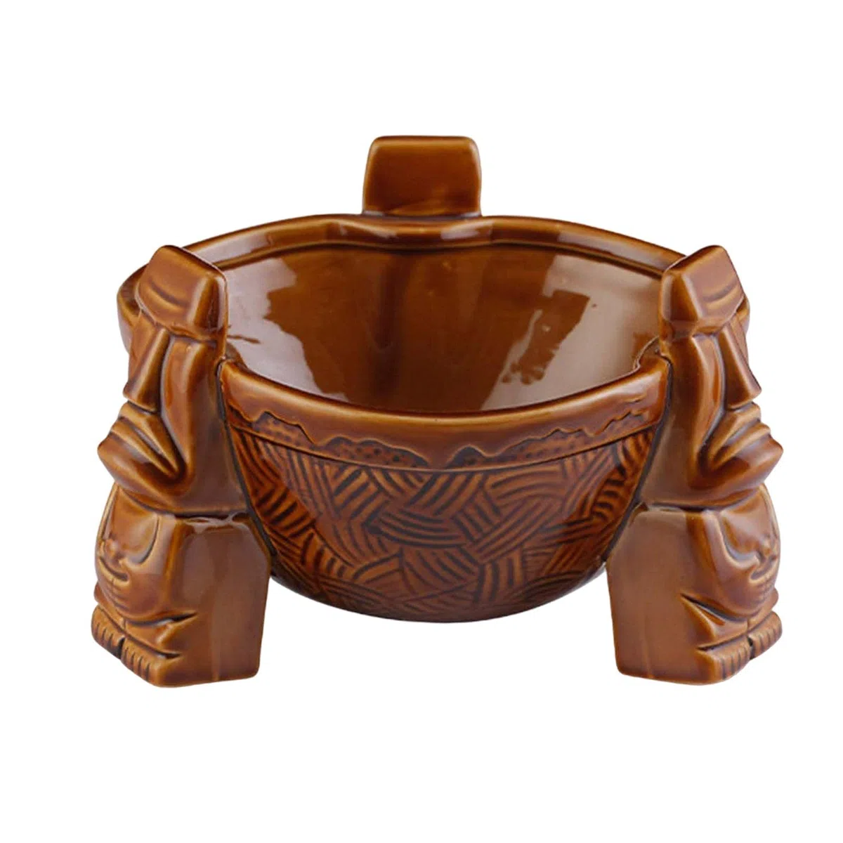 F Fityle Bol à Punch en céramique ML, de Pendaison de crémaillère, s ennes, à Cocktail, Bol Tiki pour soirées à thème Tiki, Brun