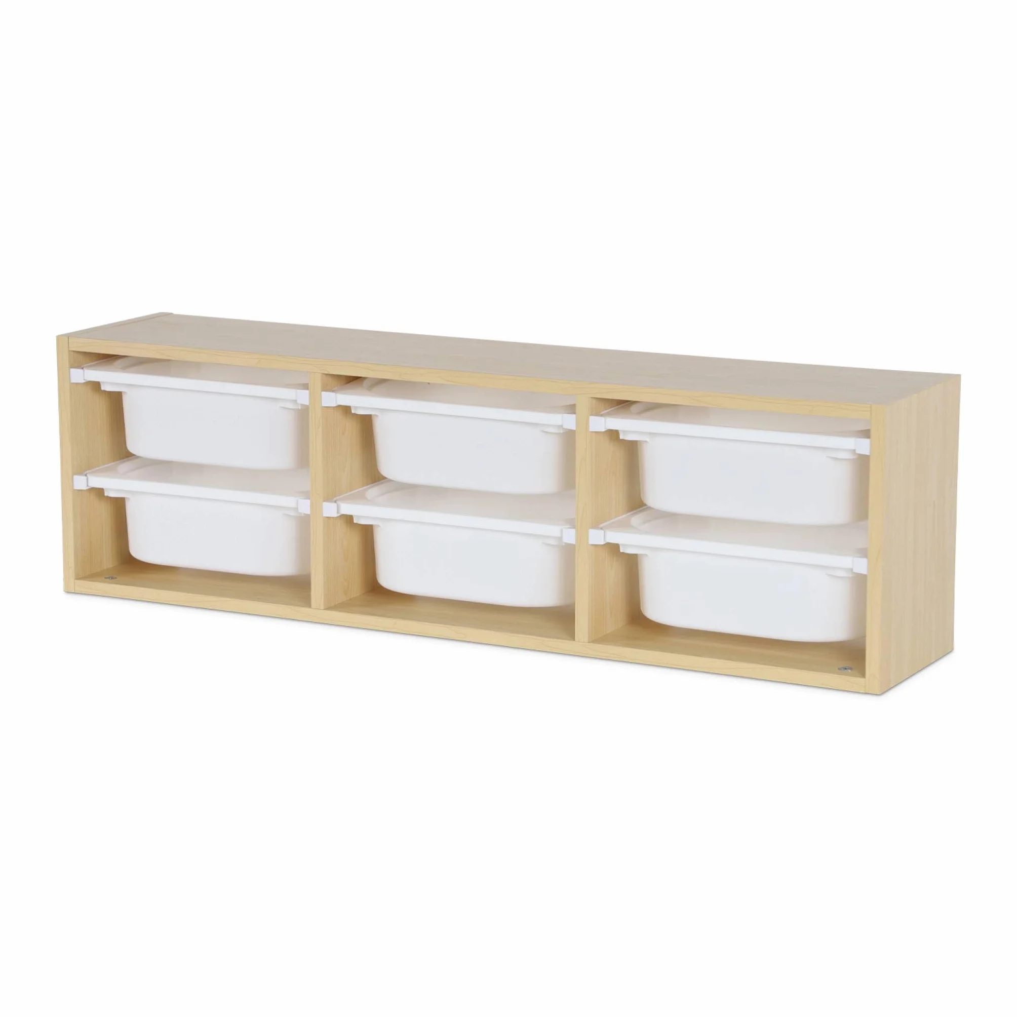 sweeek - Meuble de Rangement pour Enfant. Naturel. 6 bacs en Plastique