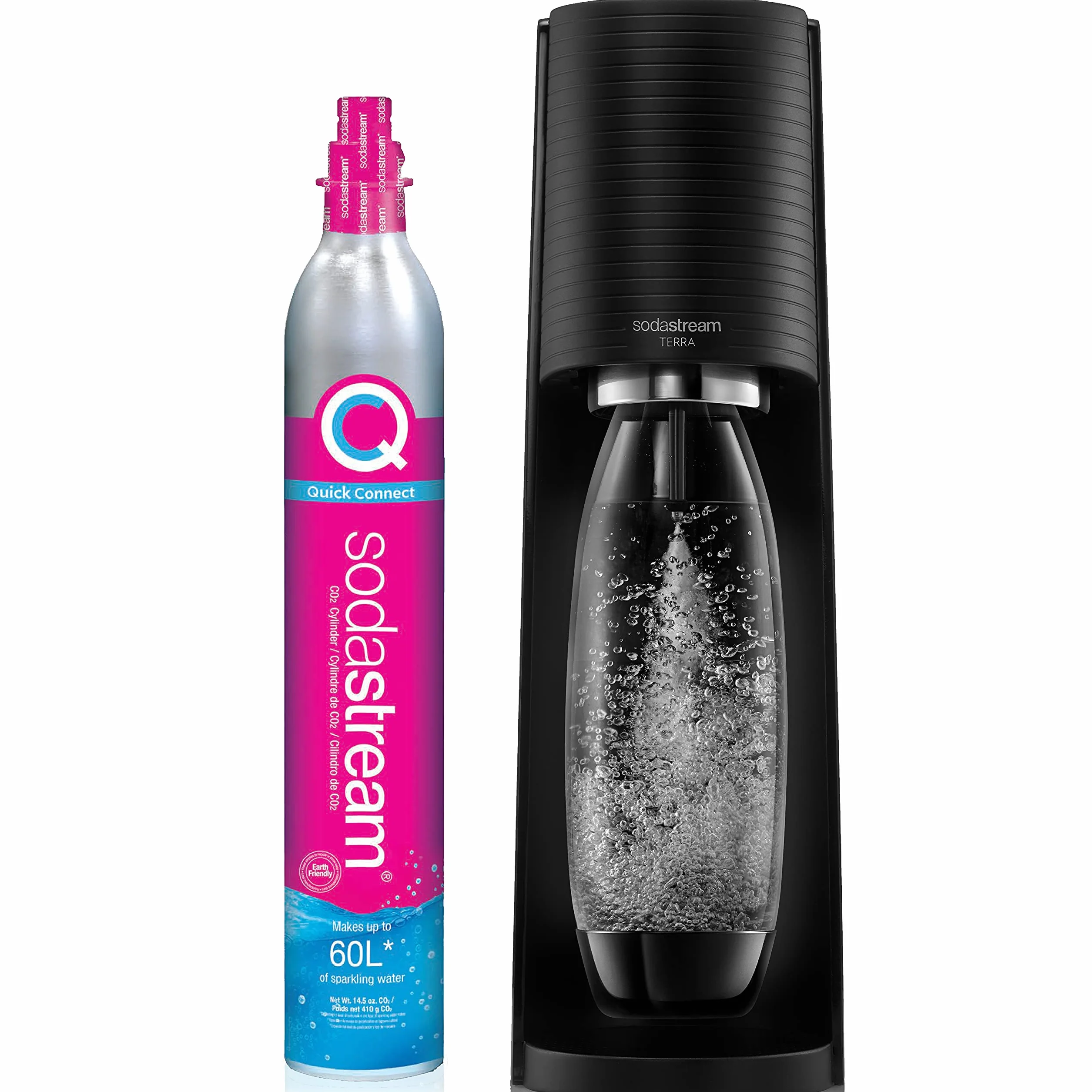 SodaStream – Machine à eau pétillante Terra avec bouteilles de CO2 et DWS (noir)