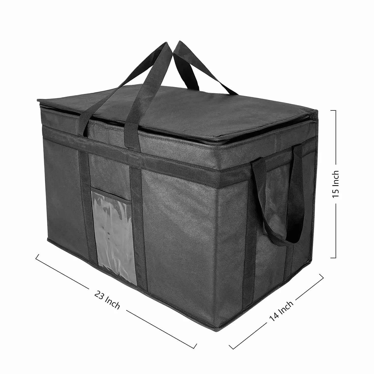 XXXL avec fermeture éclair, sacs de courses réutilisables, pour garder les aliments chauds ou froids, idéal pour la restauration, les restaurants, les épiceries, couleur noire, 58,1 x 38,1 x 35,6 cm