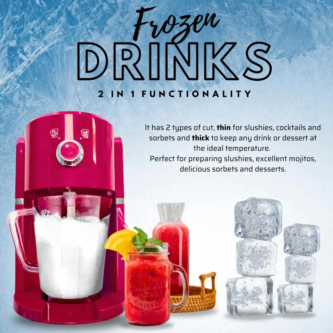 Hachoir à glace électrique Frozen Drinks, lame en acier inoxydable, capacité 1,1 l, granités, cocktails, boissons froides, combinés, yaourt glacé, 30 W