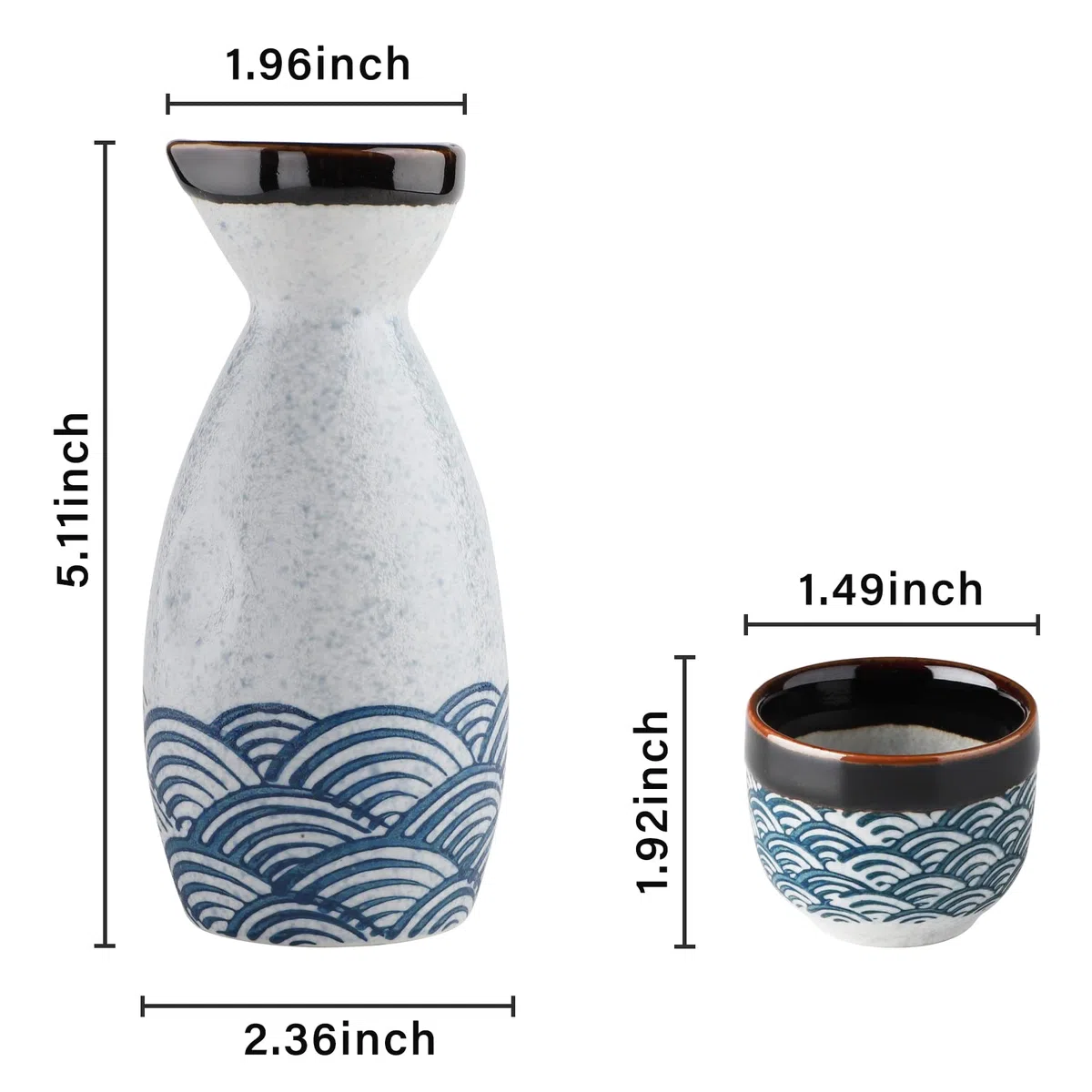 Ensemble de saké liquide japonais avec tasse à saké pot à vin en porcelaine pour chauffe-eau (1 pot à saké 4 tasses à saké)