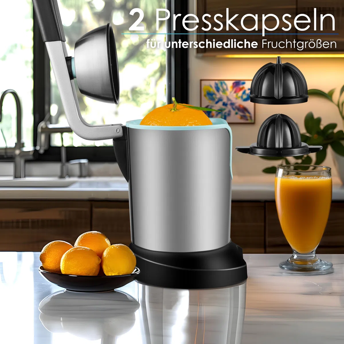 Steinborg Presse-agrumes, électrique, 800 W, acier inoxydable, démarrage, arrêt automatique, passe au lave-vaisselle