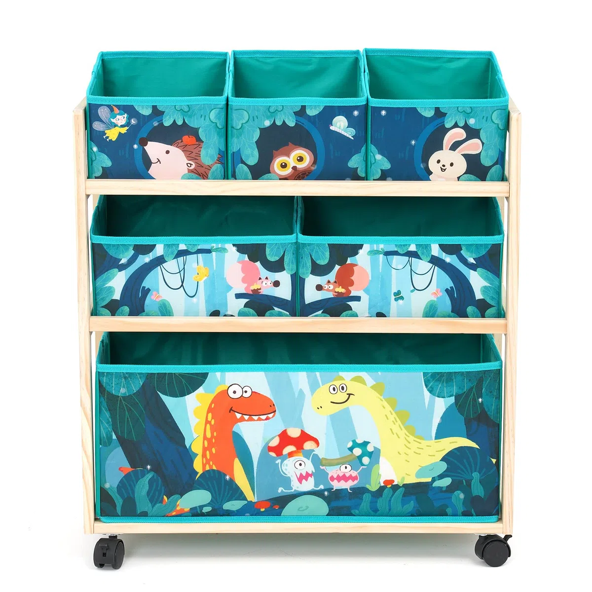 HOMCENT Organisateur de Jouets pour Enfants avec Roues et 6 bacs pour Ranger Les Jouets pour la Chambre des Enfants Chambre des garçons Filles, Vert 64x28x60 cm