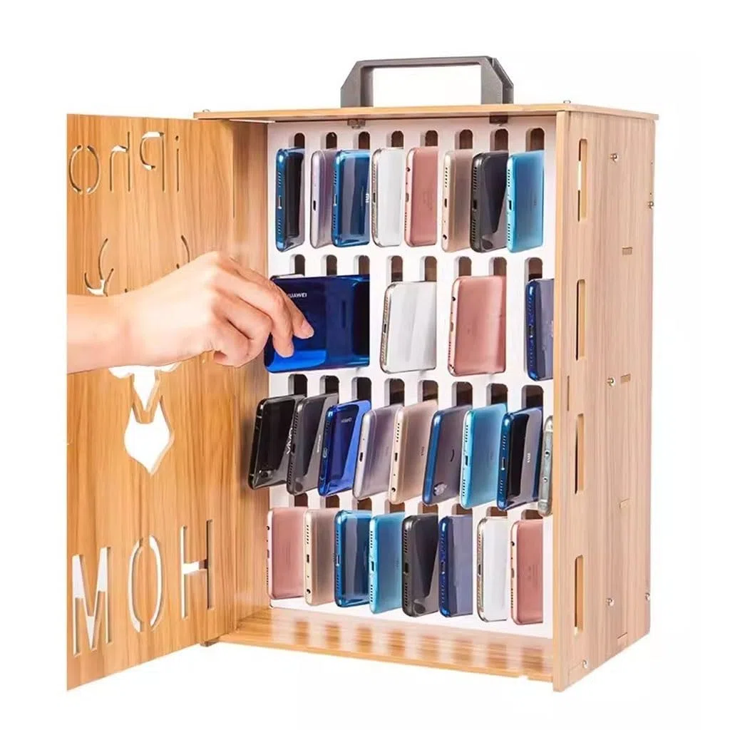 Armoire De Rangement en Bois pour Téléphone Portable 16/36 Fentes pour Conférence d'entreprise Boîte De Téléphone Portable Verrouillée pour Réunion Scolaire (Color : Wood, S : 36)