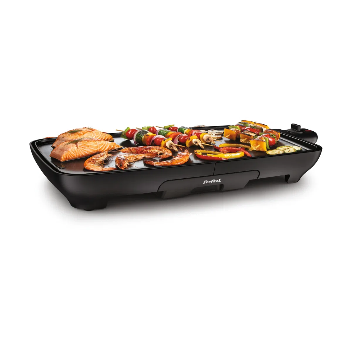 Tefal Malaga Plancha électrique XL 2000W avec Thermostat réglable Grande surface de cuisson 6 à 8 personnes Revêtement antiadhésif Thermo-Spot avec Bac à jus Compatible lave vaisselle Noir CB501812