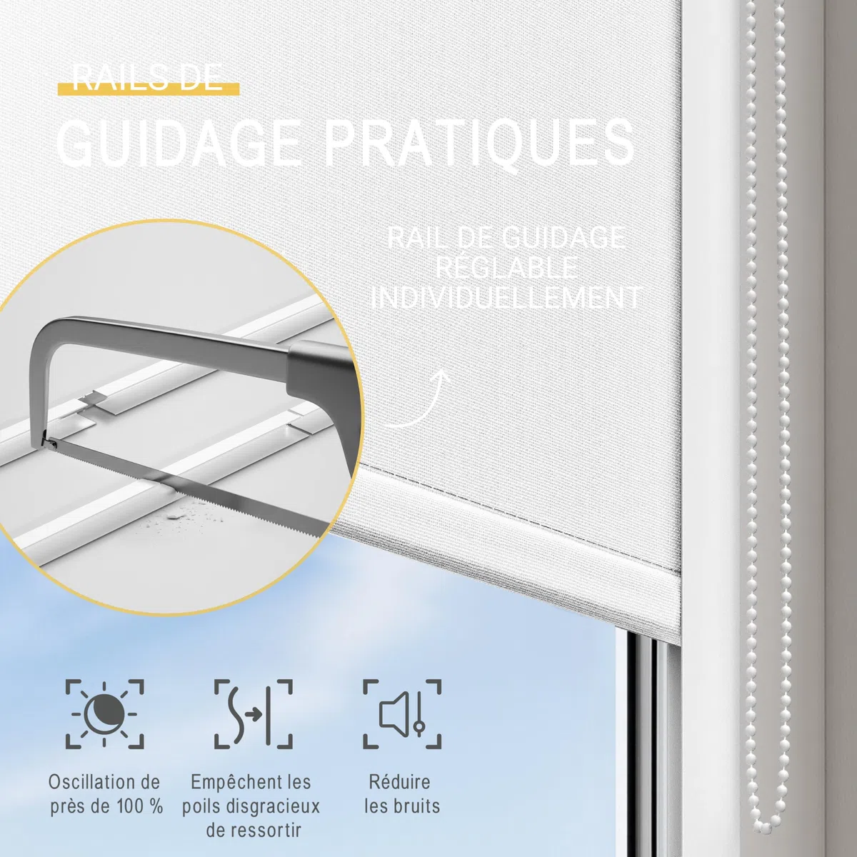 Sol Royal Store Cassette K24 Store occultant Isolant - 70x175cm - Blanc - avec Cadre Complet - Montage sans perçage