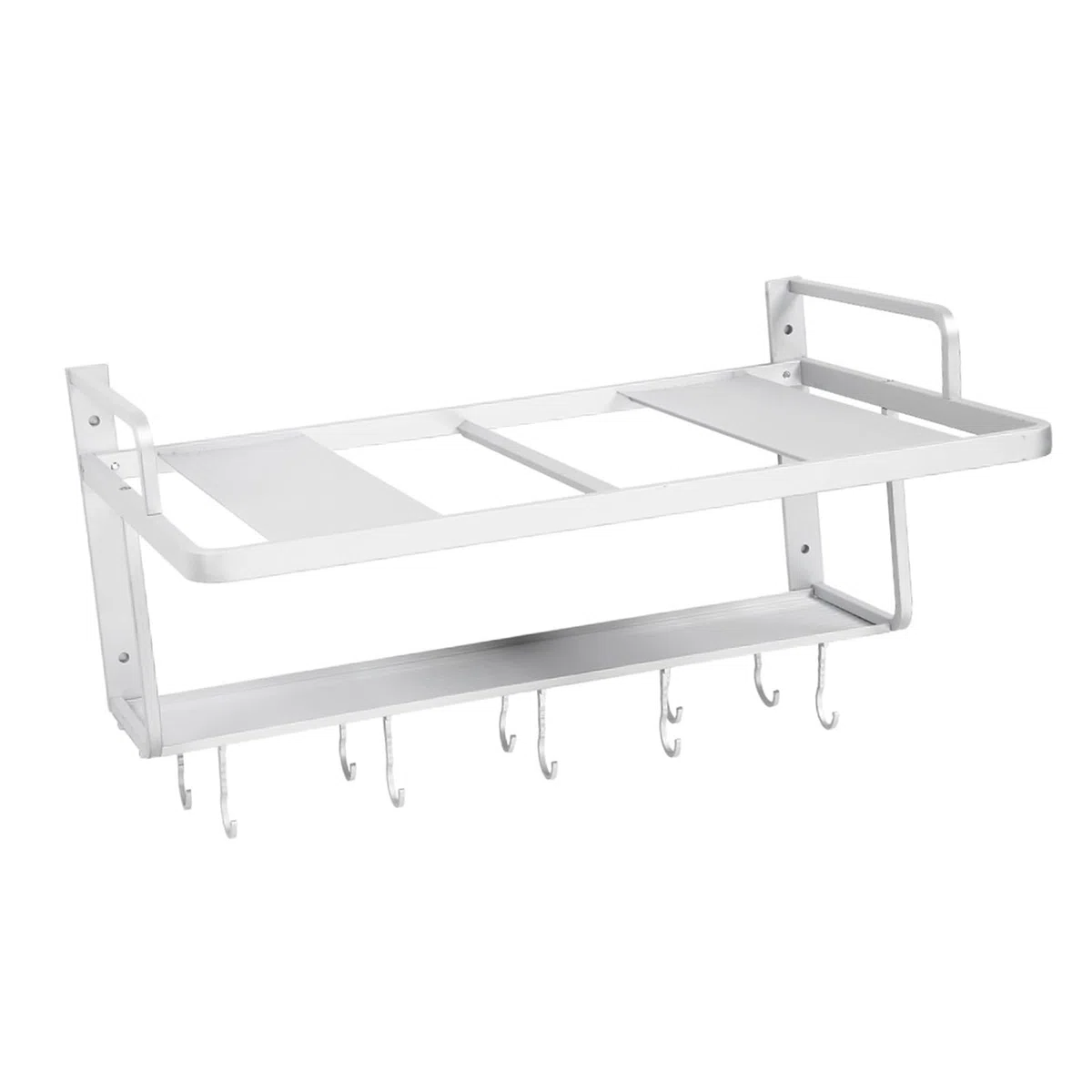 Support de Four à Ondes à Double Couche en Aluminium, Multi-Crochets pour Suspendre L'étagère de Rangement de Cuisine, Organisateur 55x38.5x25cm