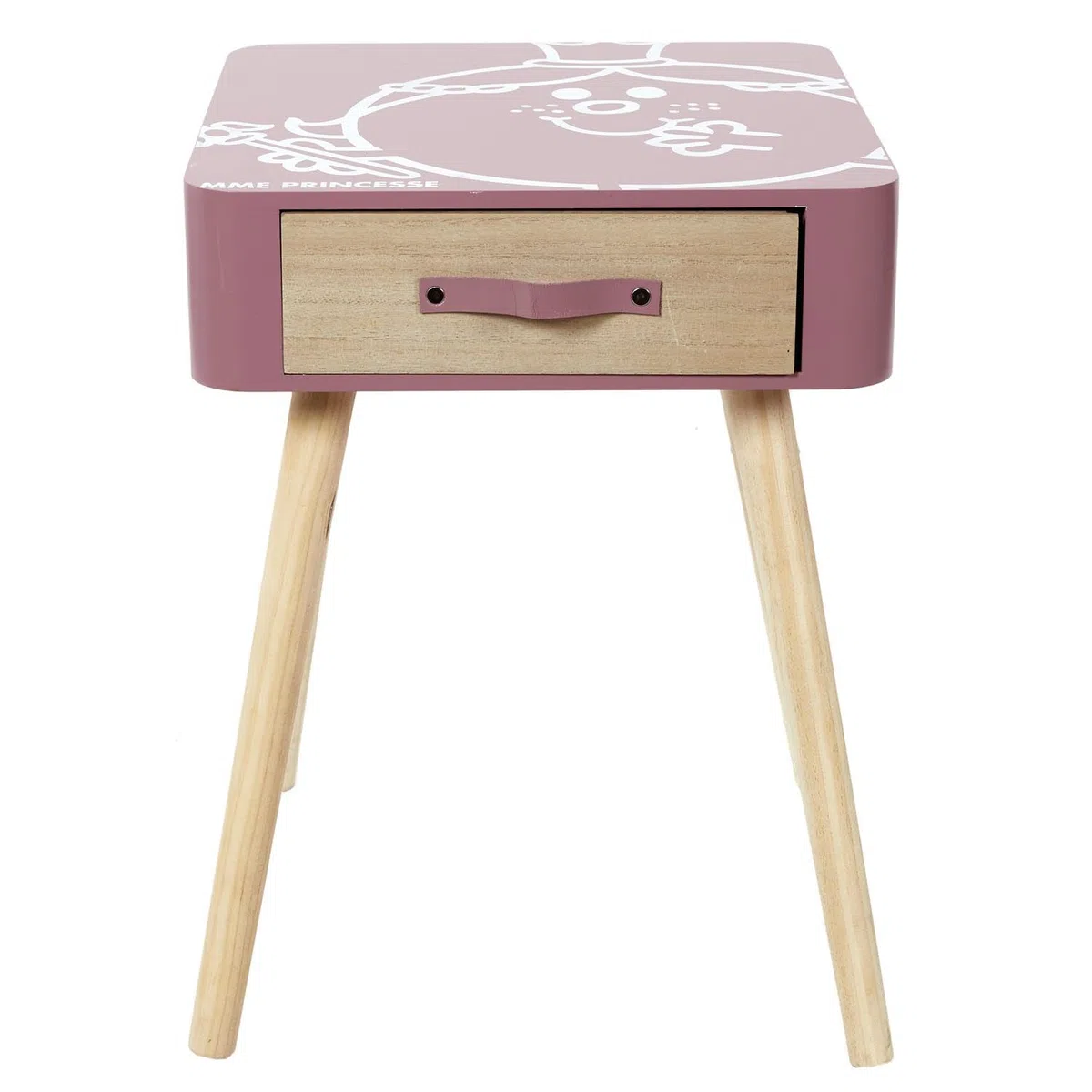 Table De Chevet Monsieur Madame - Madame Princesse - Rose - L 35 X H 48 X P 35 Cm