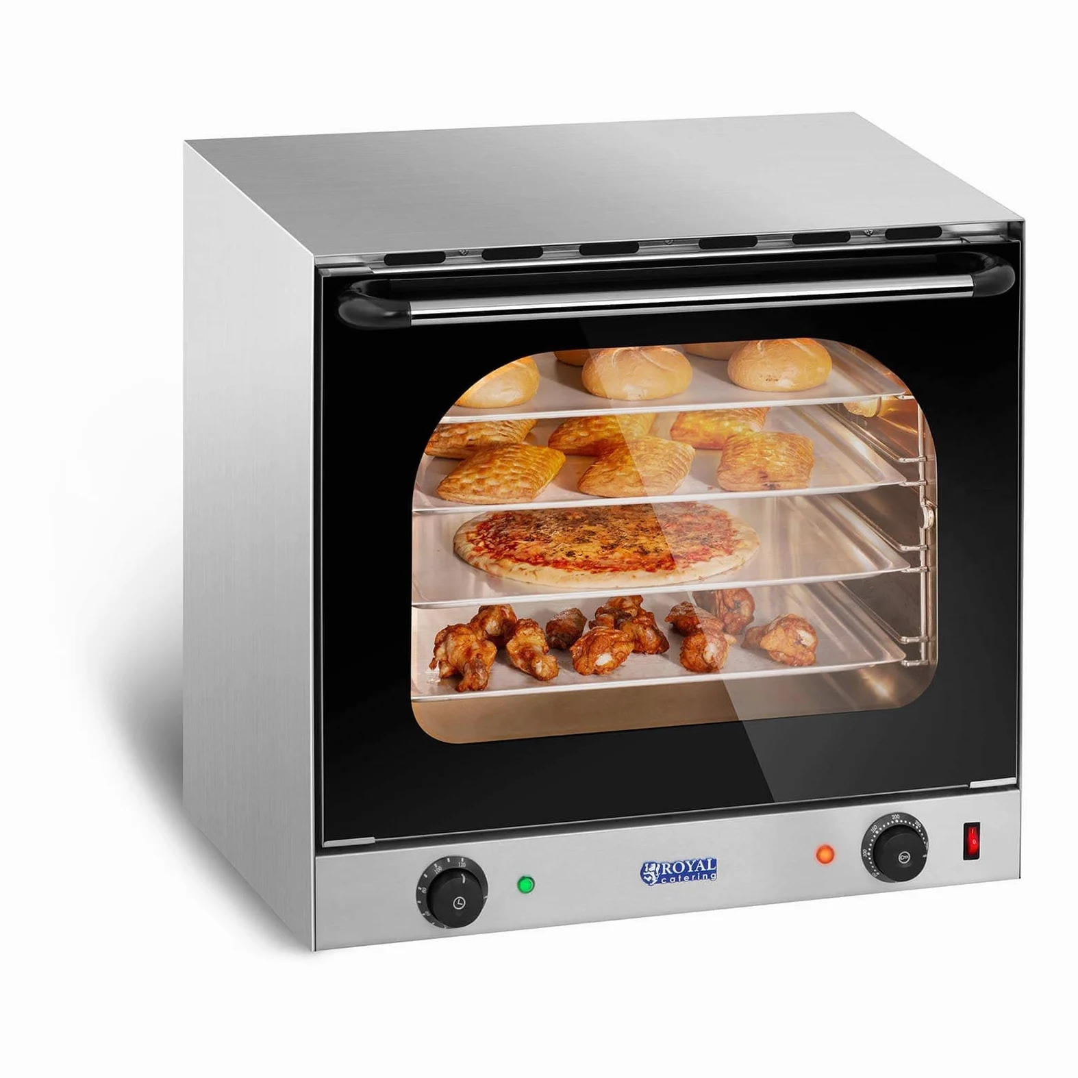 Royal Catering Four À Convection Professionnel Combiné Vapeur Chaleur Tournante Électrique RCCO-2.0 (2 400 W, Minuterie, 4 Plaques)