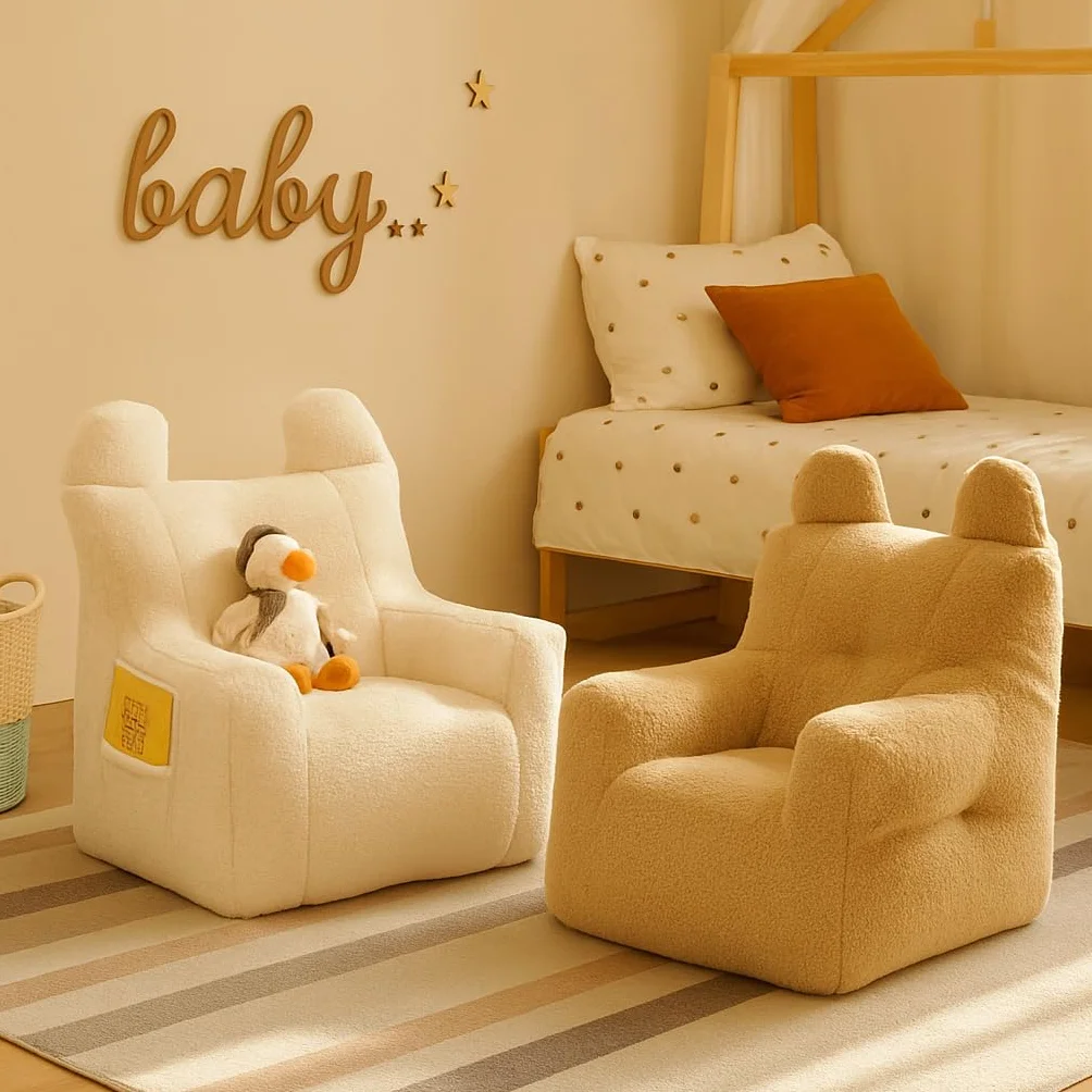 Fauteuil Enfant Canapé Mouton Très Confortable | Chaise Salle de Jeux Sécurisé e avec Rembourrage | Pouf Intérieur/Extérieur Durable | et Lavable | pour Enfants 1-7 Ans (Brown)