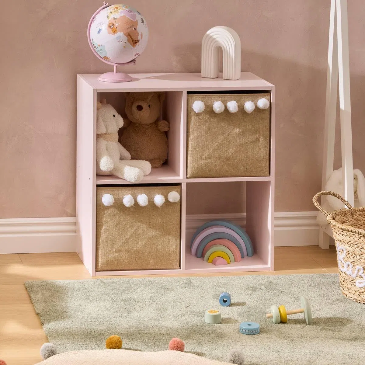 Atmosphera - Étagère mix'n modul Enfant 4 Cases Rose 63,6x30x63,6 cm