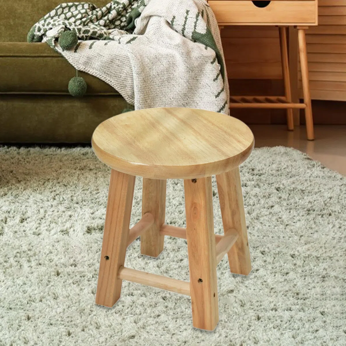 Sharplace Tabouret en Bois Petit Repose-Pieds décoratif Plante Tabouret escabeau Tabouret Rond en Bois pour Salle de Jeux Maison Chambre Porte, Style A, Hauteur 30cm
