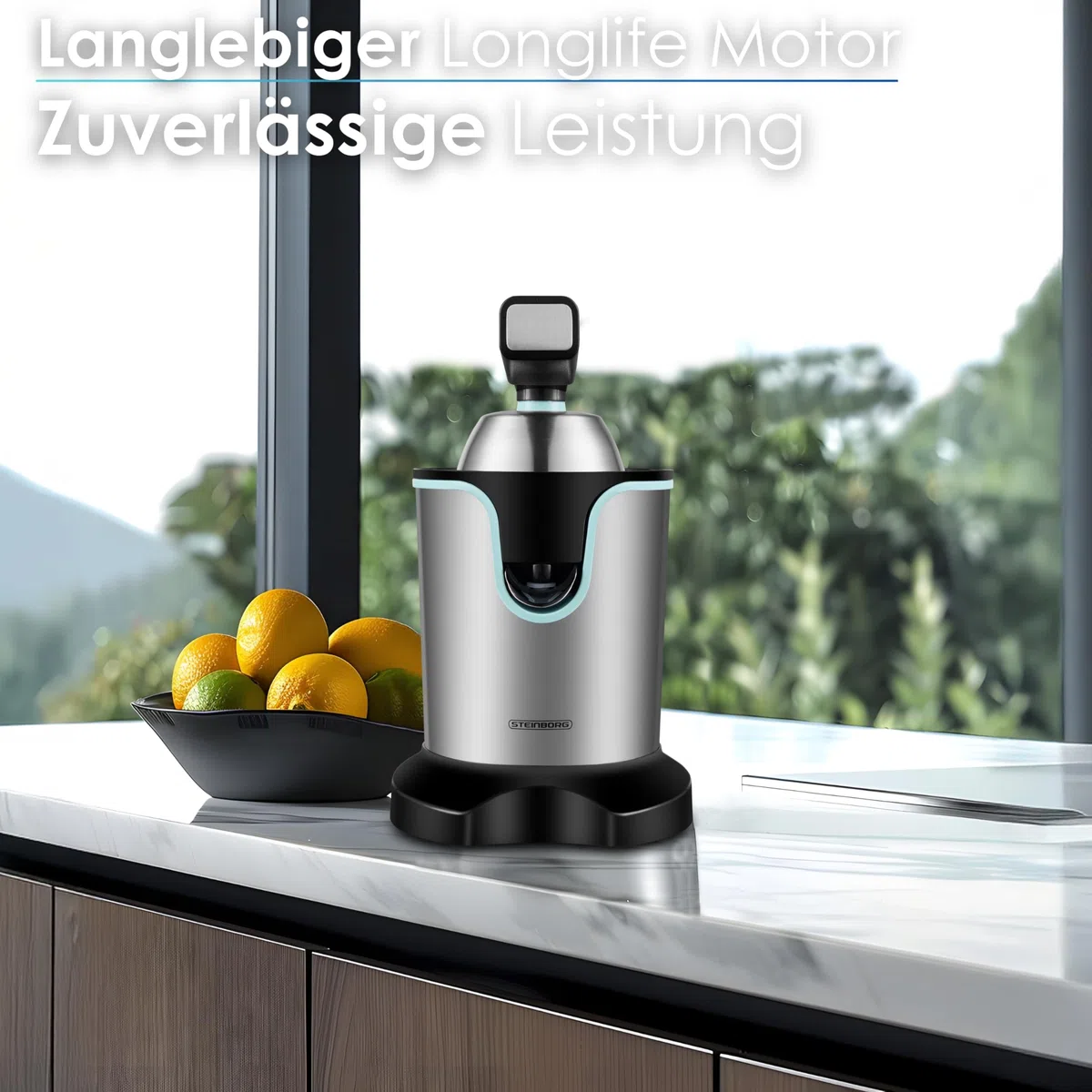 Steinborg Presse-agrumes, électrique, 800 W, acier inoxydable, démarrage, arrêt automatique, passe au lave-vaisselle