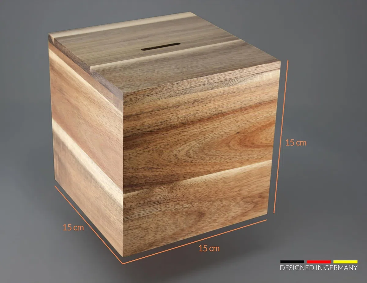 BIG Dreams Box - Tirelire en Bois Élégante & Défi d'Épargne - Cadeau pour Couple, Mariage, Fiançailles | pour Économiser pour Les Vacances ou Les Voyages | Boîte de Pourboires et de Dons