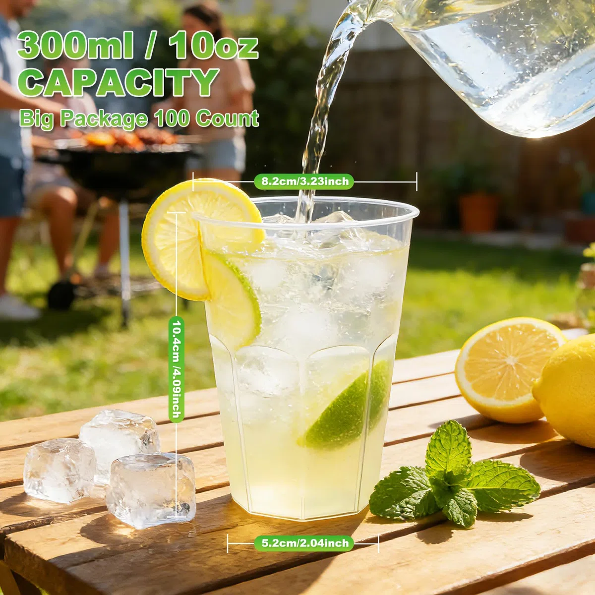 AOLUXLM Lot de 100 Gobelets de Fête, 300ml/10oz, Gobelet Réutilisables en Polypropylène, Passent au Lave-vaisselle, Incassables, Réutilisables pour Evénements, Mariages, Restauration