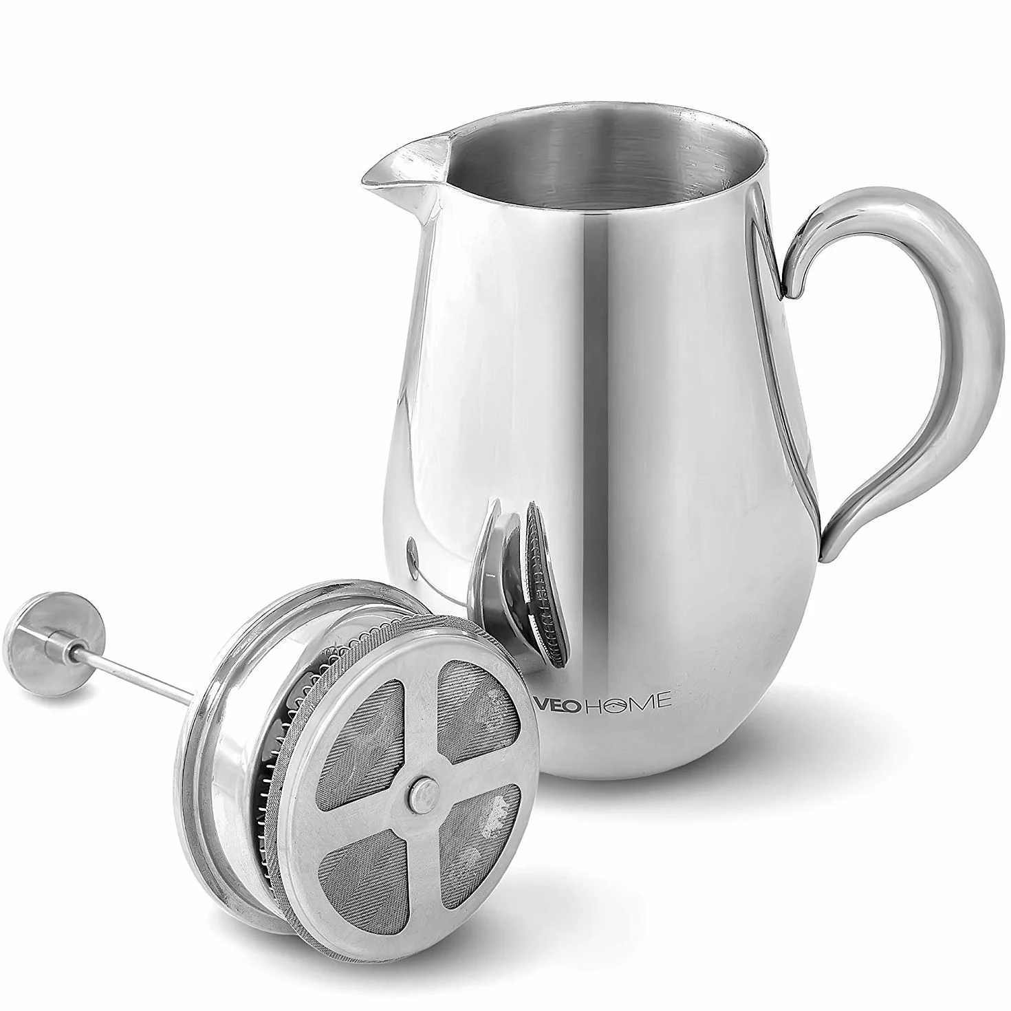 VeoHome - Cafetière à Piston 1 Litre - Incassable et Garde Le café Chaud Longtemps grâce à sa Double Coque INOX…