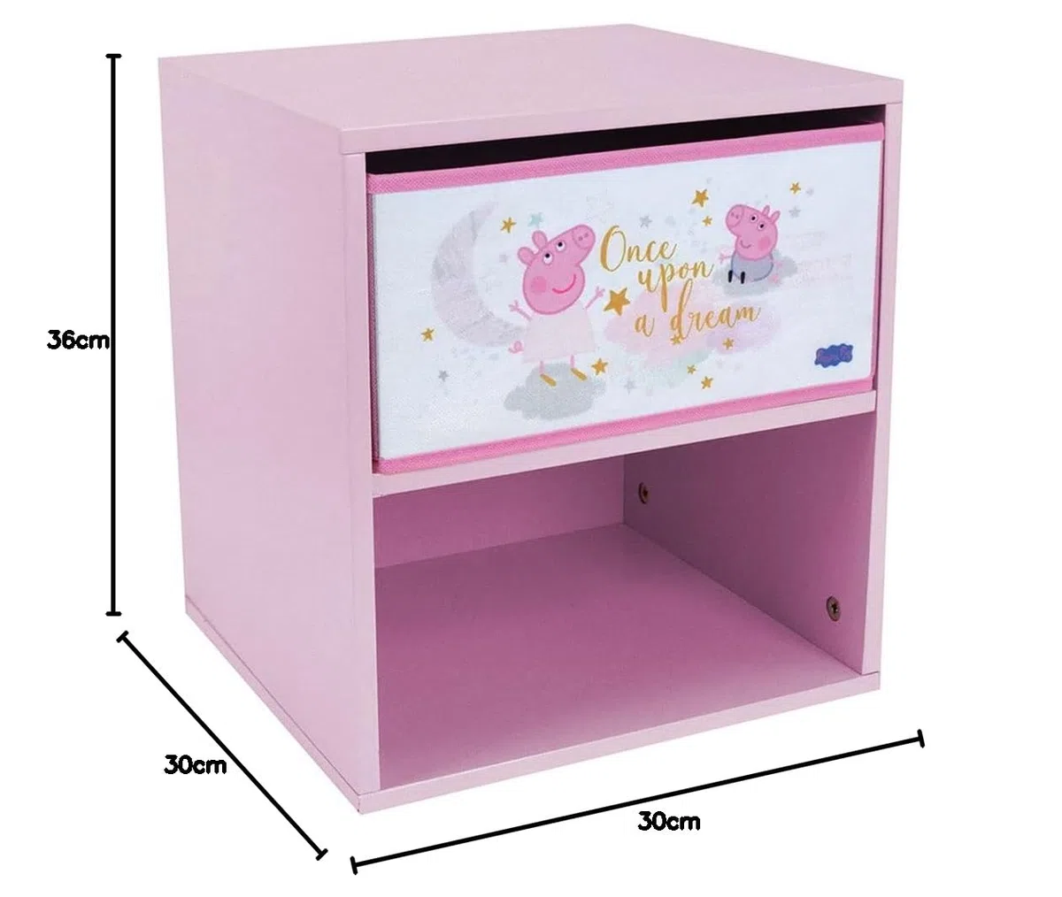 Fun House | Table de Chevet ou de Nuit Peppa Pig avec tiroir | H.36 X L. 33 X P. 30 CM | Mobilier Chambre Enfant | Facile à Monter | Livré avec Notice de Montage | Idée Cadeau Noël Anniversaire