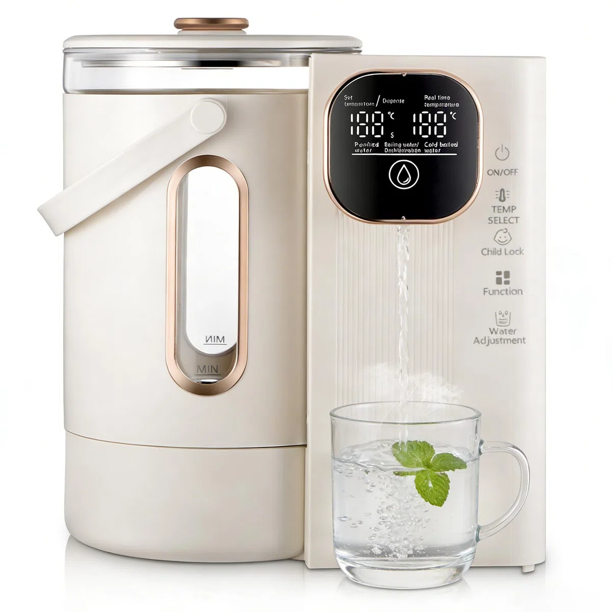 Distributeur d'eau Chaude Instantanée 3L, Chaudière À Eau De Comptoir portable avec LED, Réglage de la Température 45-95°C, chauffage rapide 3S pour Maison bureau camping hôtel