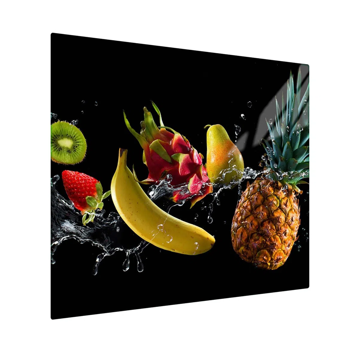 SFArt Protège-plaque 60x52 – Planche à découper en verre trempé 1 pièce – Induction & Vitrocéramique - Fruits Tropicaux- SFArt