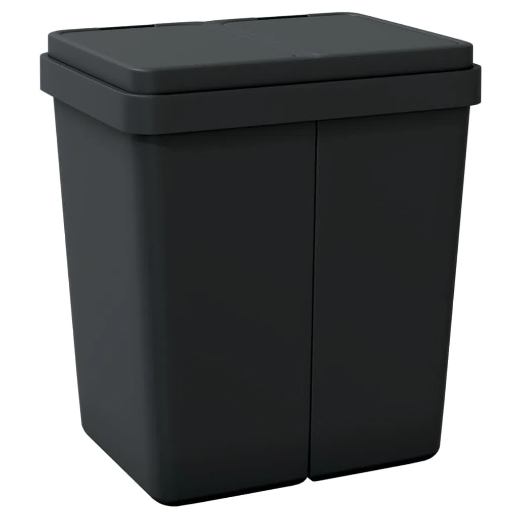 vidaXL Poubelle double anthracite 2x25 L, poubelle de cuisine double, bac de recyclage double, poubelle à deux compartiments