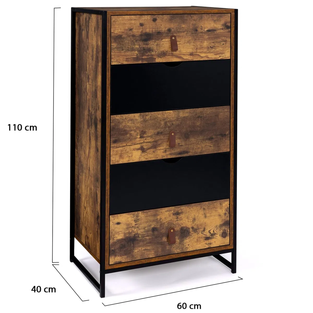 IDMarket - Chiffonnier 5 tiroirs Chicago 60 cm Commode semainier Design Industriel