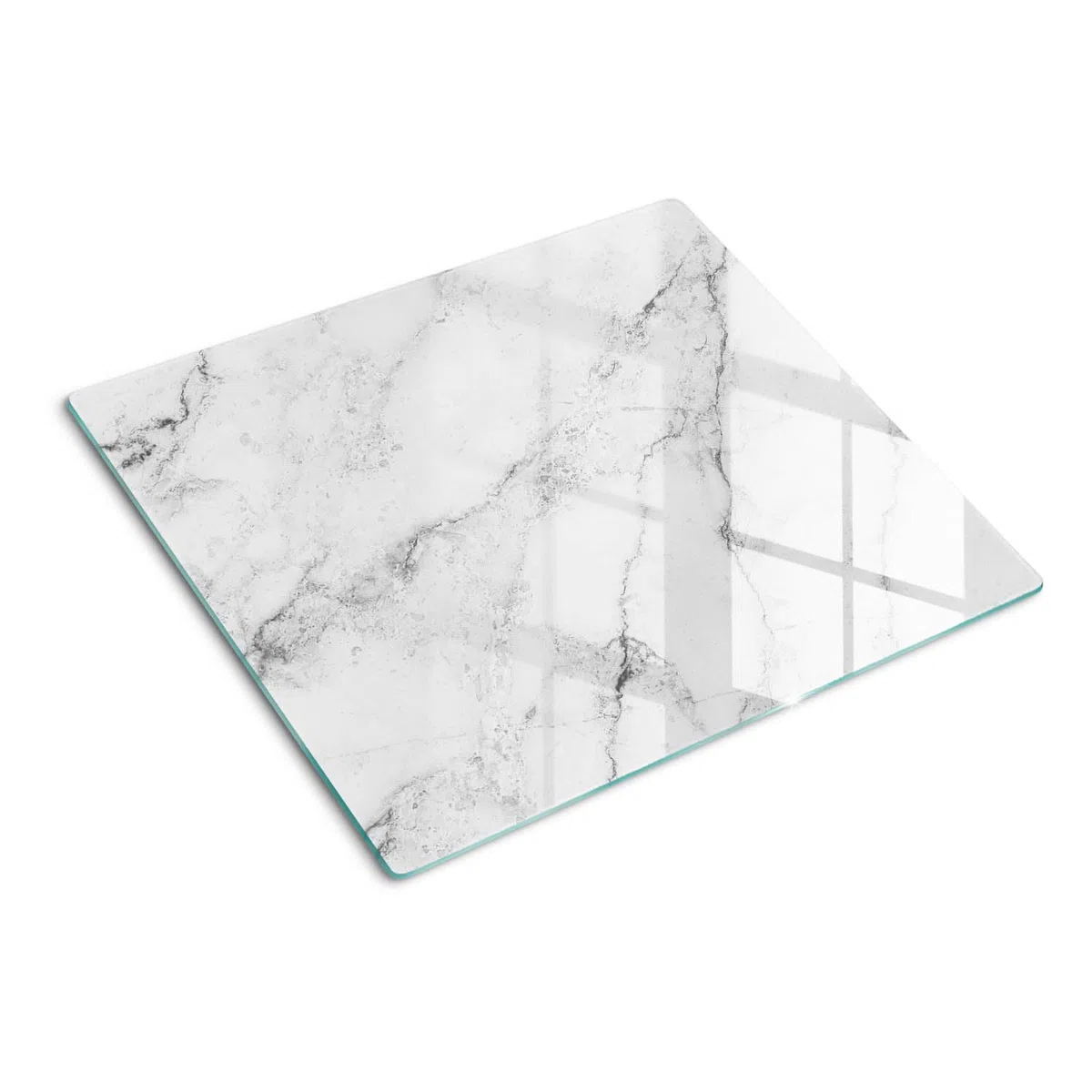 Planche à Découper pour la Cuisine 60x52 cm Avec Impression Décoration Résistant à la Chaleur Modernité Symétrique Contact Alimentaire Bords Polis Pieds Antidérapants - Marbre