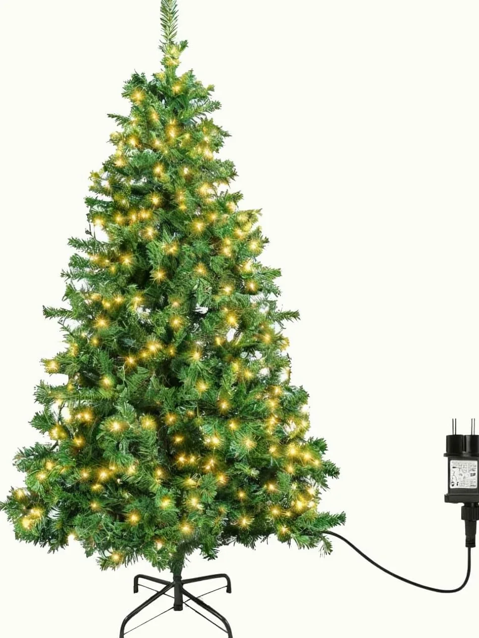 Aigostar Sapin de Noël Artificiel 180 cm avec Guirlande Lumineuse LED 18 M，8 Modes d'Éclairage，300 LED Lumières Blanche Chaude，450 Branches， Inclus Support en Métal， Décoration de Noël， Vert