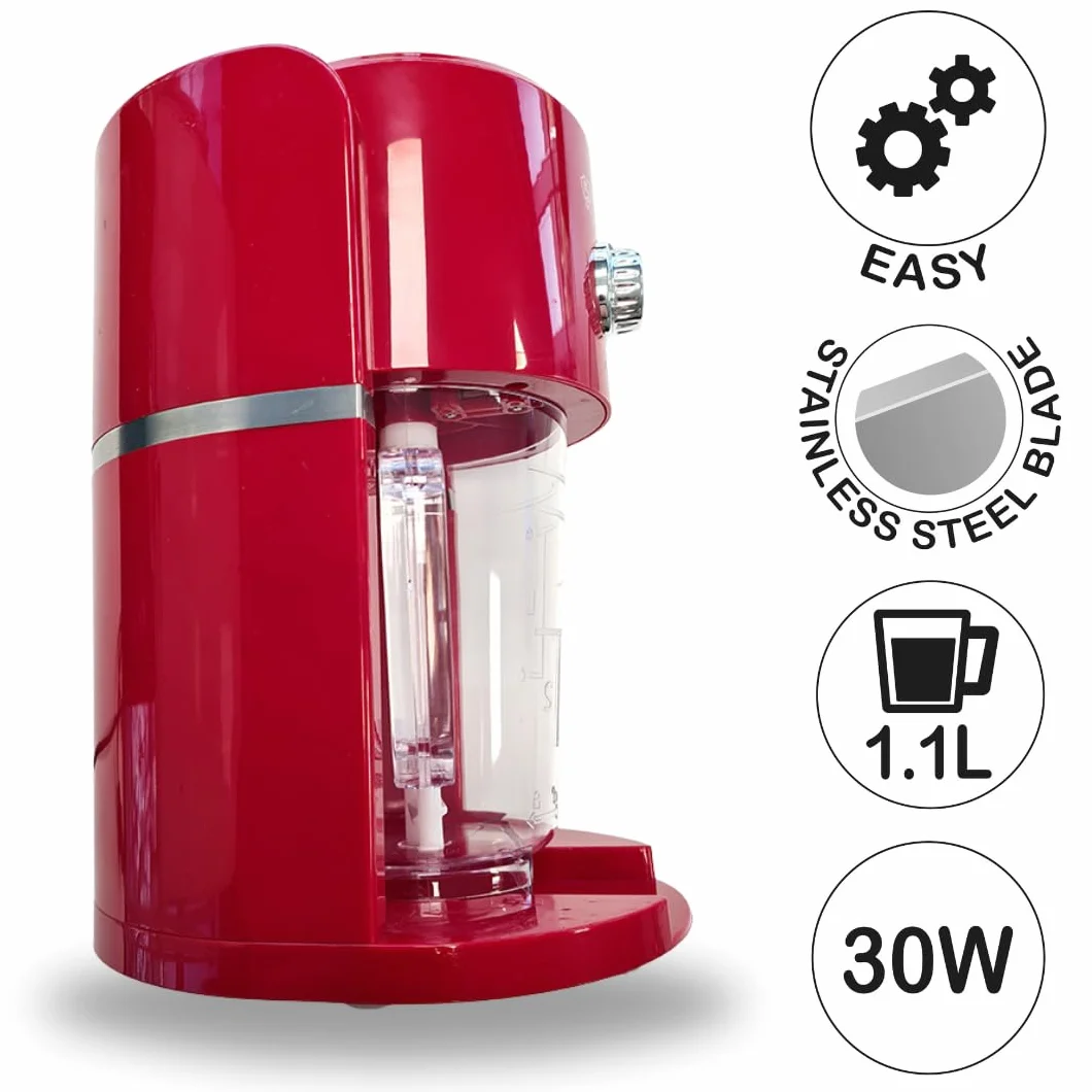 Hachoir à glace électrique Frozen Drinks, lame en acier inoxydable, capacité 1,1 L, granités, cocktails, boissons froides, combinés, yaourt glacé, 30 W, haché fin et épais.