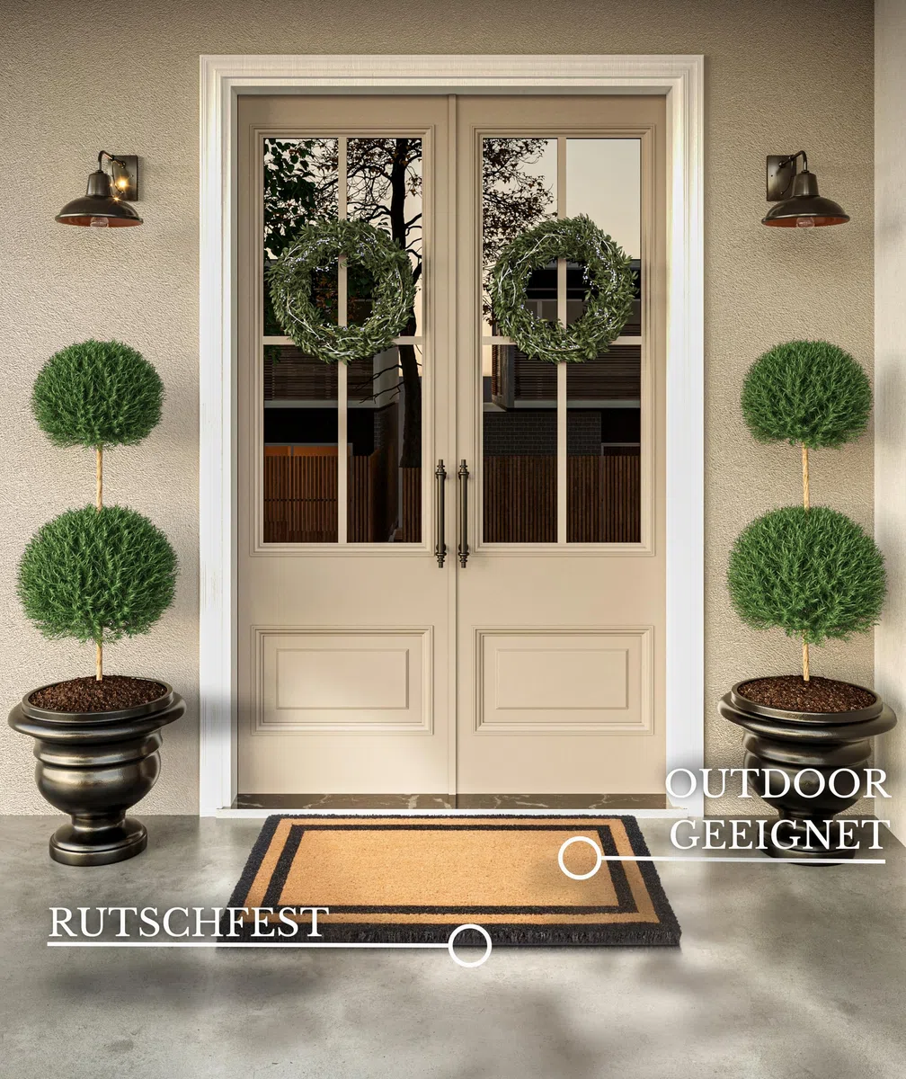 Villeroy & Boch 1856 Paillasson en Coco pour l'intérieur et l'extérieur protégé, antidérapant, Anti-salissures, Cadre extérieur, résistant aux intempéries, pour Couloir, terrasse, entrée, 50 x 80 cm