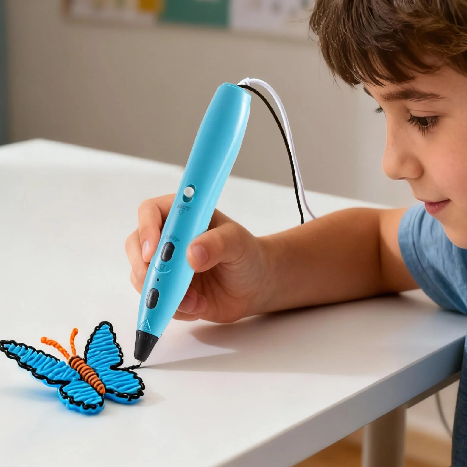 RPC200B Lot de stylos 3D comprenant 12 couleurs de filament PLA. Ce stylo d'impression 3D est compatible avec le filament PLA et convient pour les loisirs créatifs (bleu)