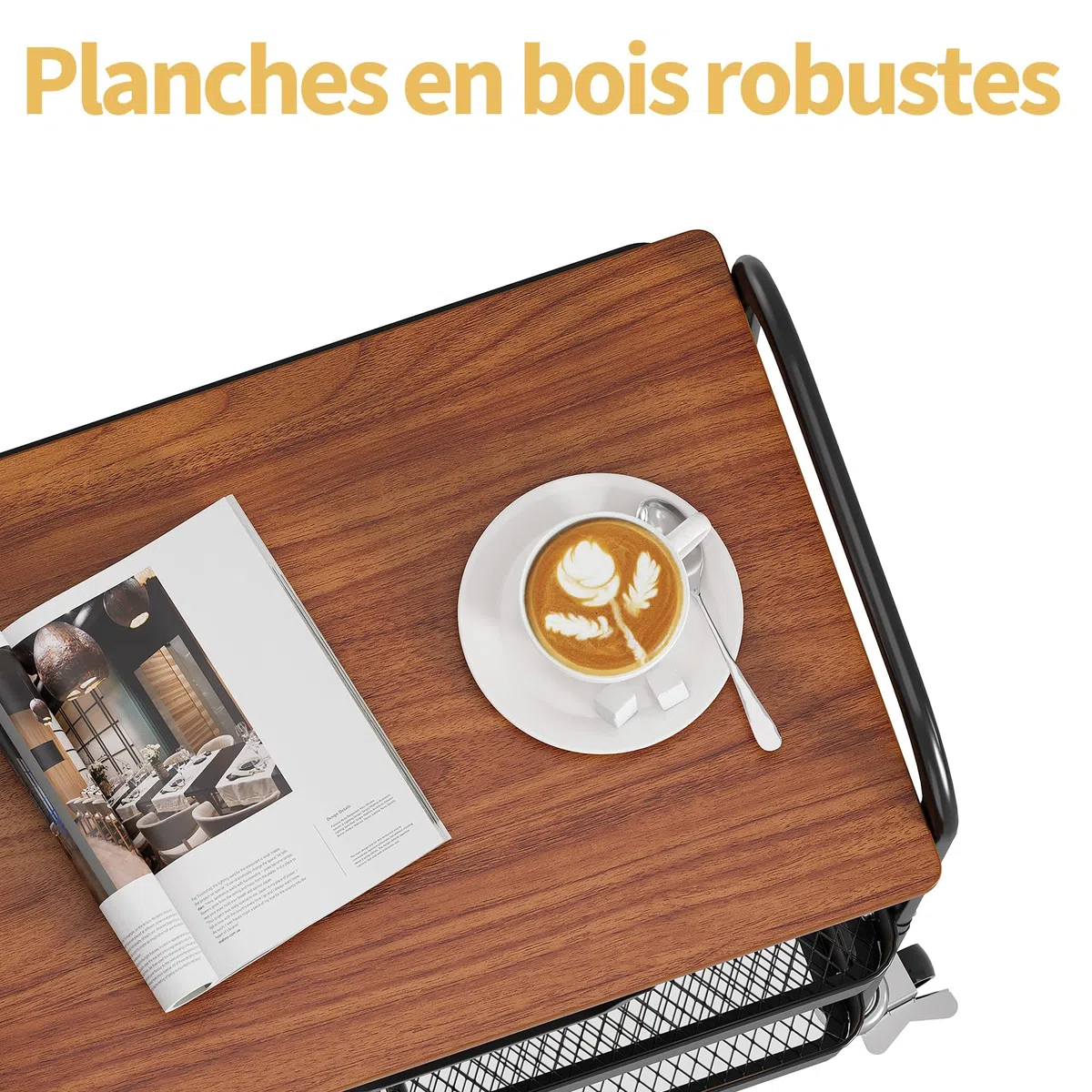 kingrack Chariot de Rangement à 3 Niveaux avec Plateau, Chariot Multifonction en métal pour Cuisine, Maison, Bureau, Salle de Bain, Noir