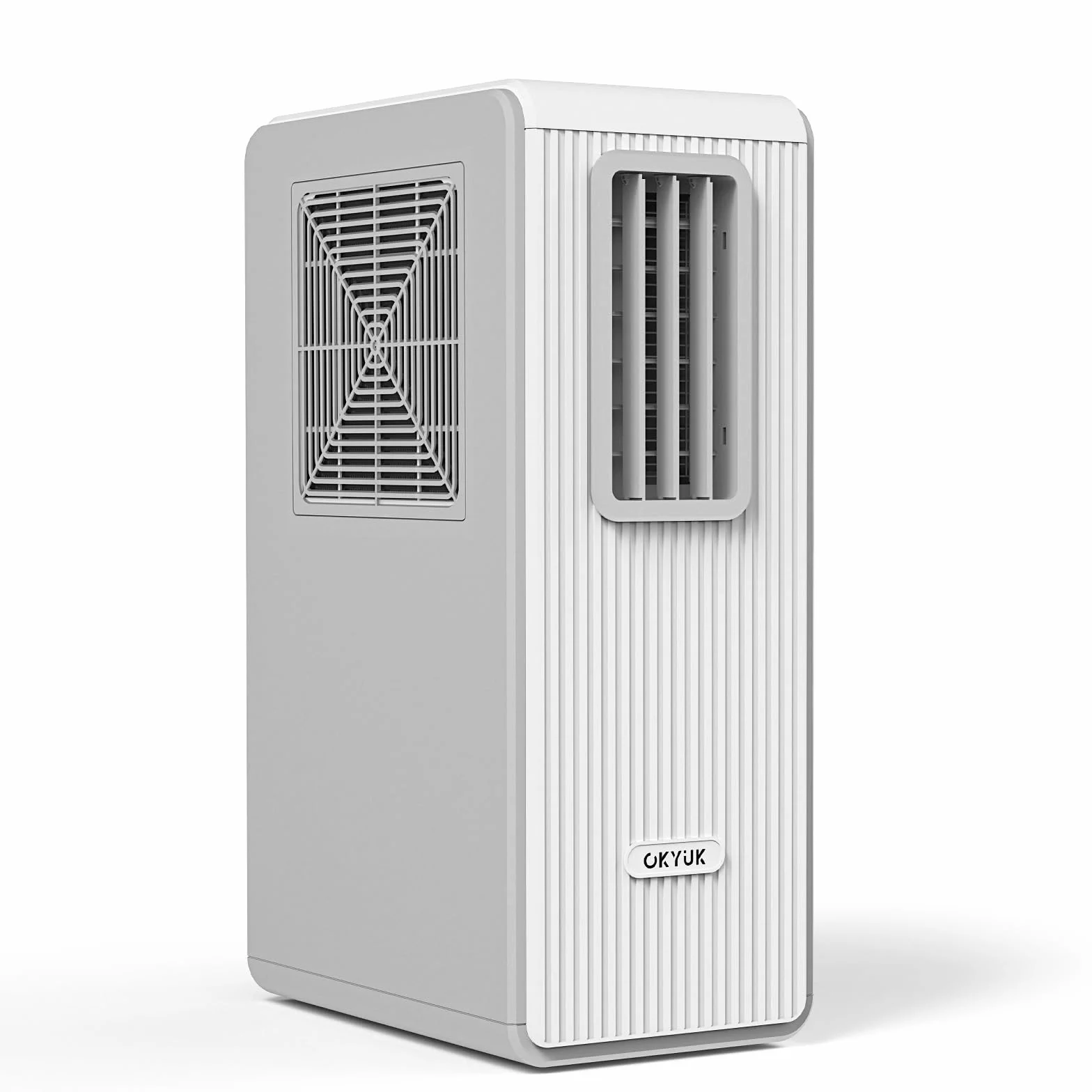 OKYUK Climatiseur Mobile, 200 W à économie d'énergie, réfrigérant écologique R290, 3 en 1 : climatiseur, déshumidificateur, ventilateur, ventilation, avec tuyau d'évacuation. (Blanc)