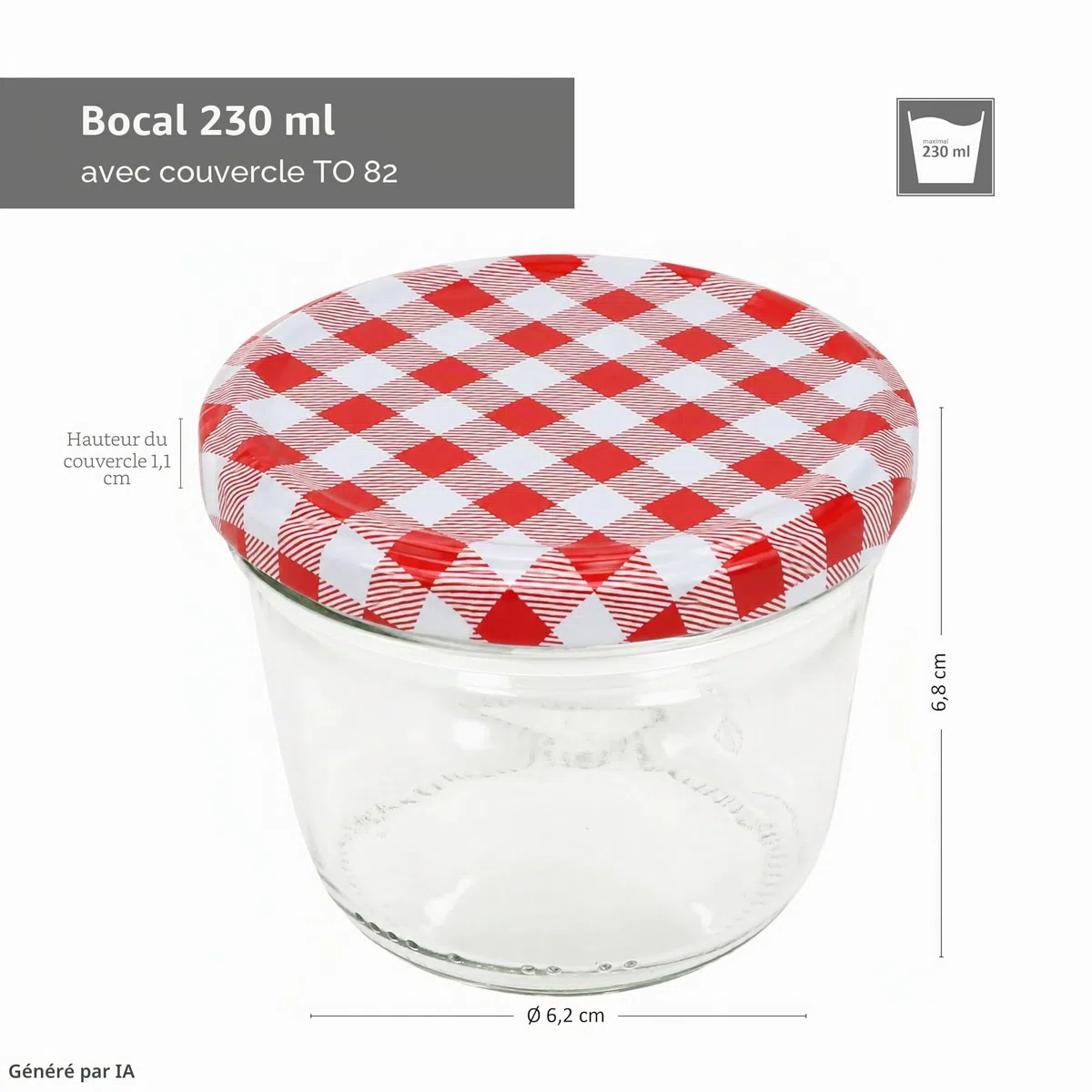 MamboCat Lot de 100 bocaux en verre avec couvercle TO 82 à carreaux Rouge 230 ml Livre de recettes de Diamant-Zucker (français non garanti)
