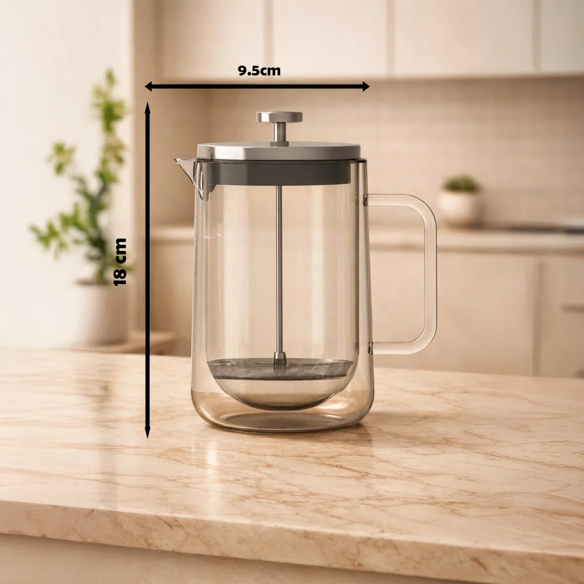 Nuts – Cafetière À Piston Double Paroi 800 ml En Verre Borosilicate | Isolation thermique double paroi, compatible thé et café, lave-vaisselle, base feutrée protectrice