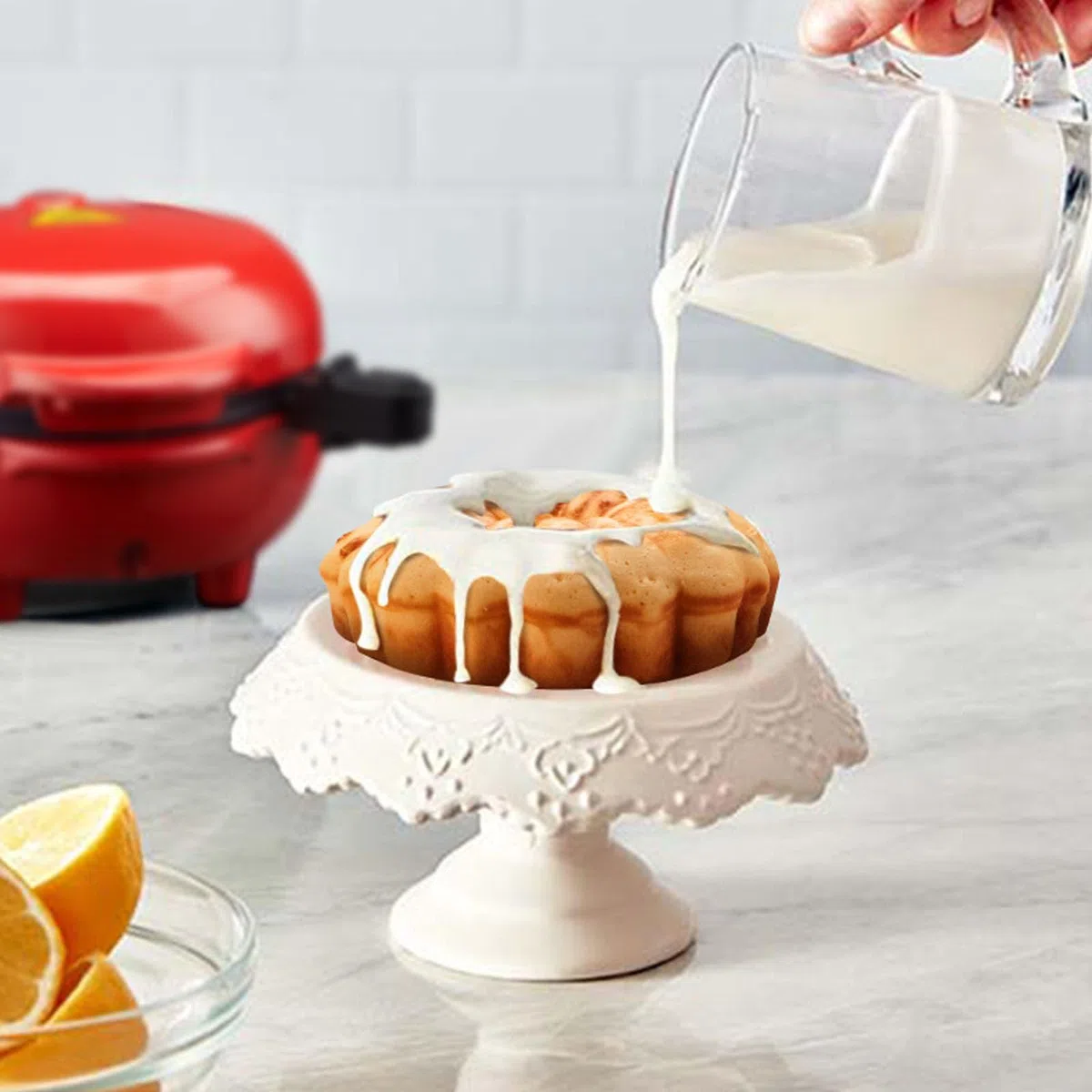 Machine à gâteaux, Machine à gâteaux, Machine à Beignets avec revêtement antiadhésif et Lampe de Travail de sécurité, Machine à gâteaux avec Chauffage Double Face pour Petit-déjeuner, collations