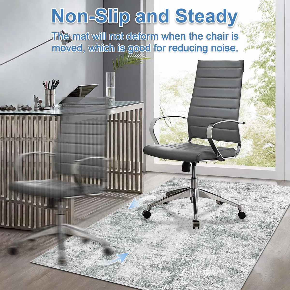 Capslpad - Tapis de chaise de bureau pour plancher en bois dur - 120x150 cm - Antidérapant moderne abstrait - Tapis de chaise multi-usage à poils courts - Protection de sol pour tapis - Tapis de