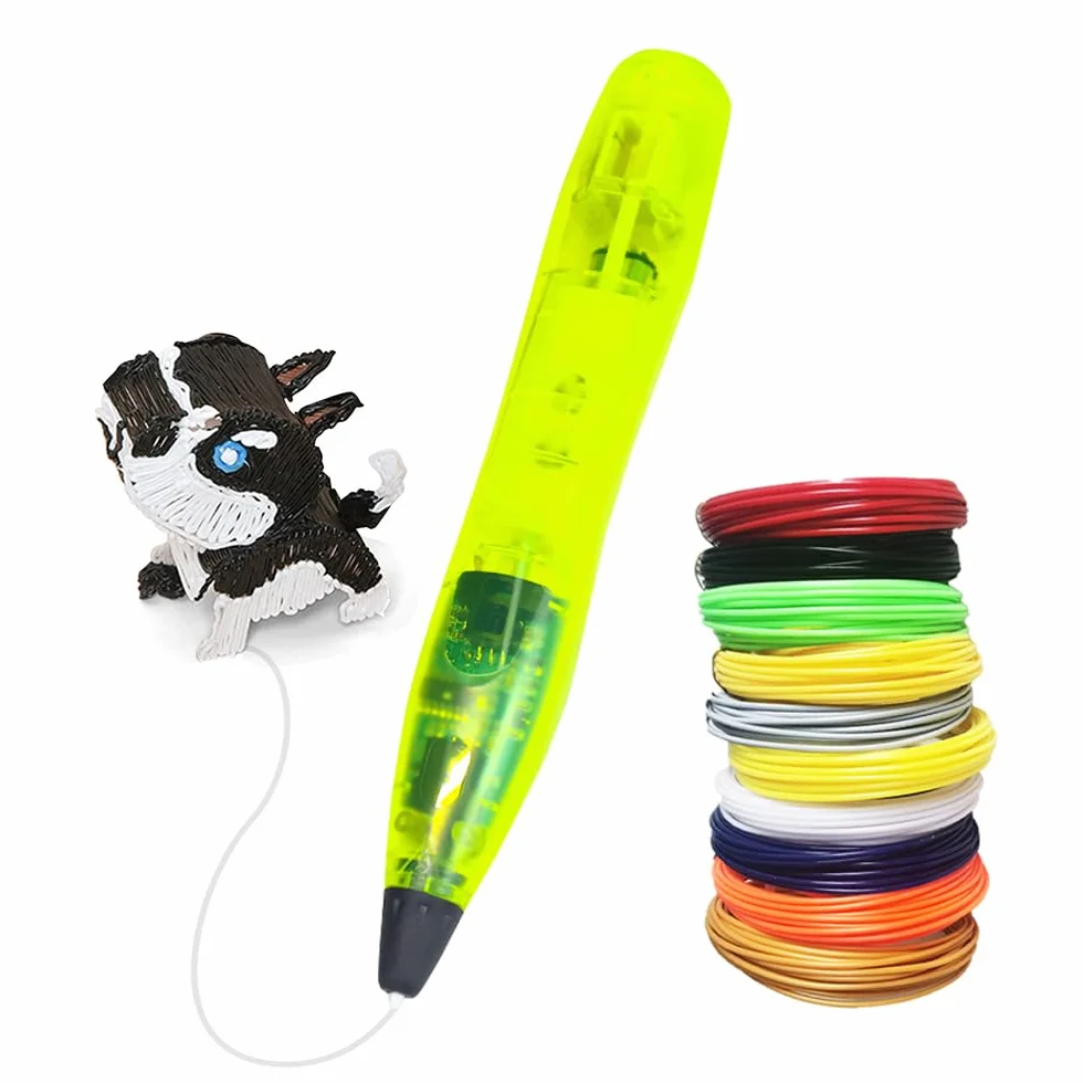 Stylo 3D pour enfants, filament PLA 24 couleurs, stylo d'impression 3D avec bouton de contrôle, câble USB, protection 2 doigts, pochoirs, support de dessin