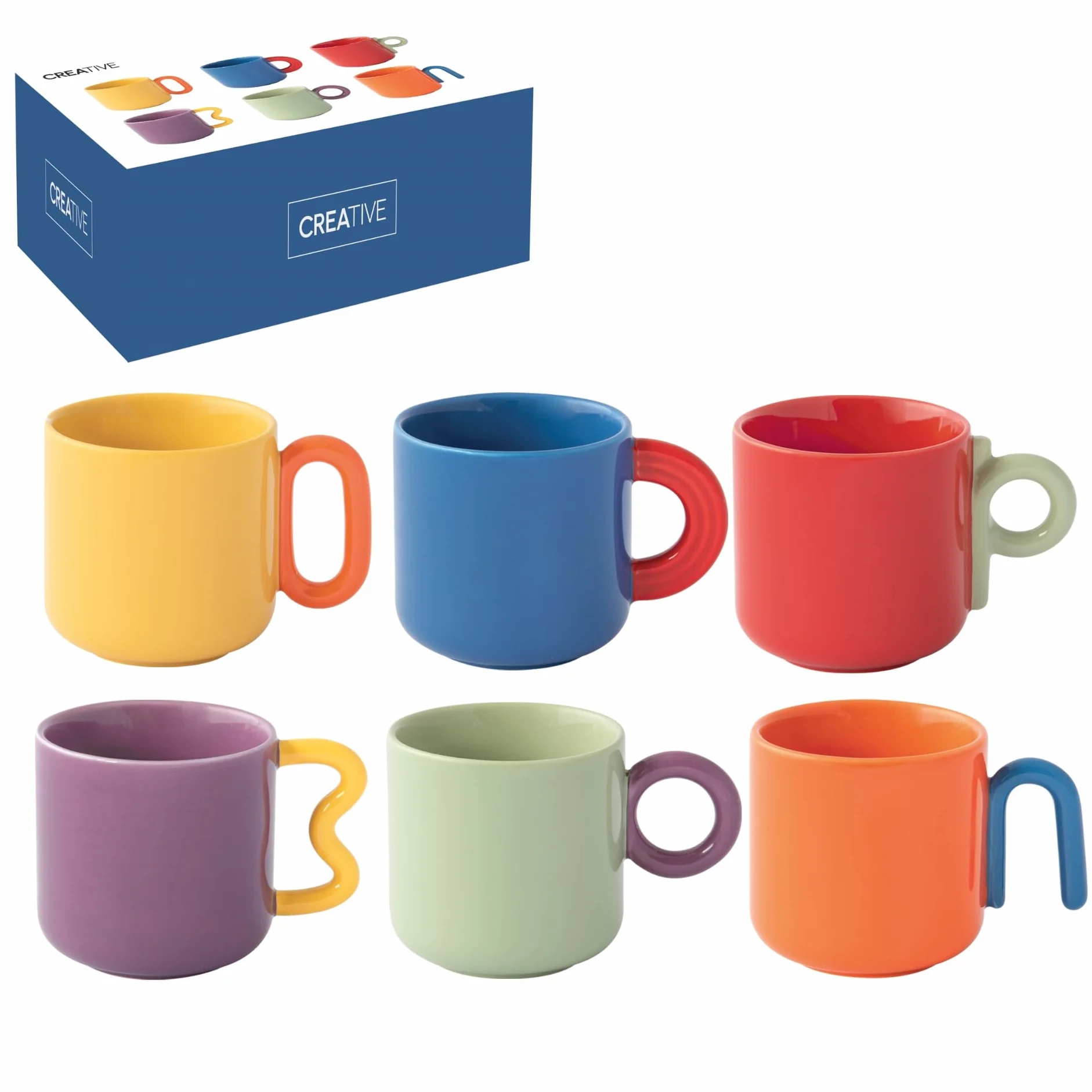 COFFRET 6 TASSES A CAFE 10 CL EN PORCELAINE CREATIVE COLOREE
