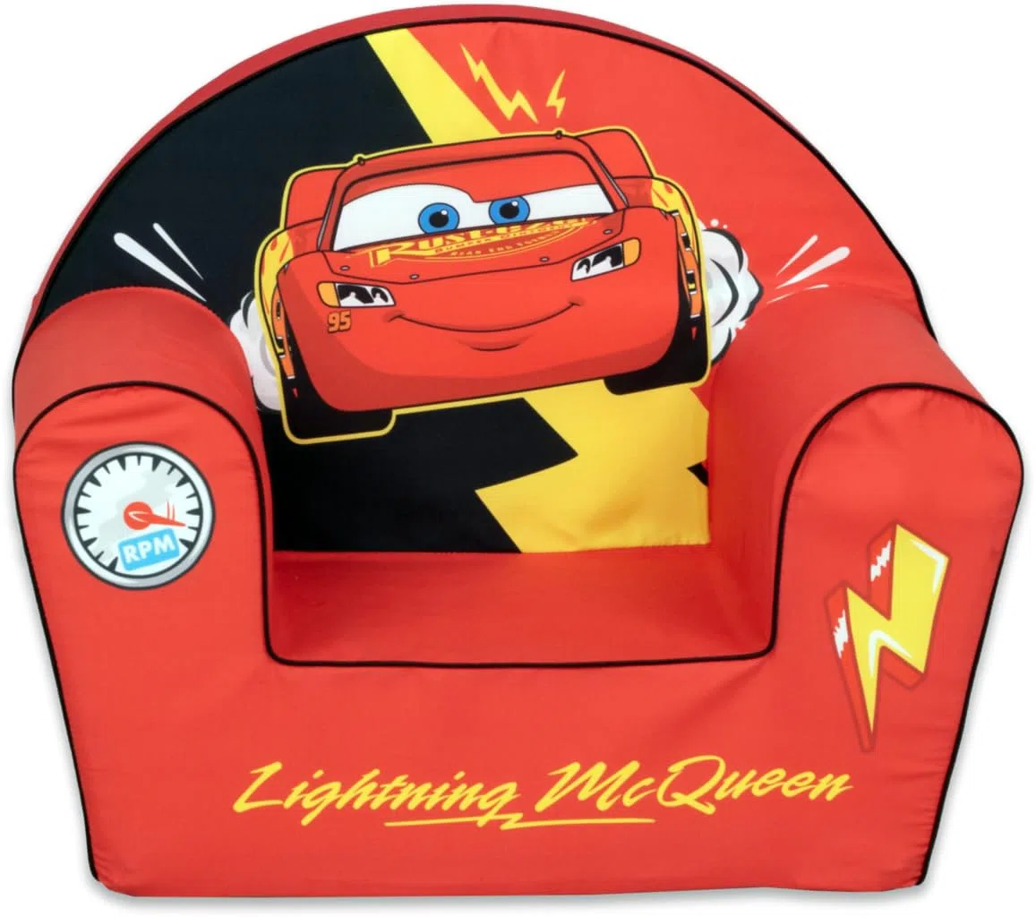 Disney Pixar Cars – Flash McQueen – Fauteuil Enfant en Mousse, Confort Premium, Dossier Stable Anti-pli, Anti-basculement, Léger – Fabriqué en UE